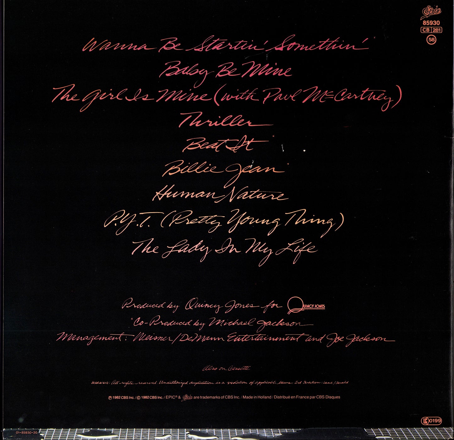 Michael Jackson - Thriller (Vinyl LP) 