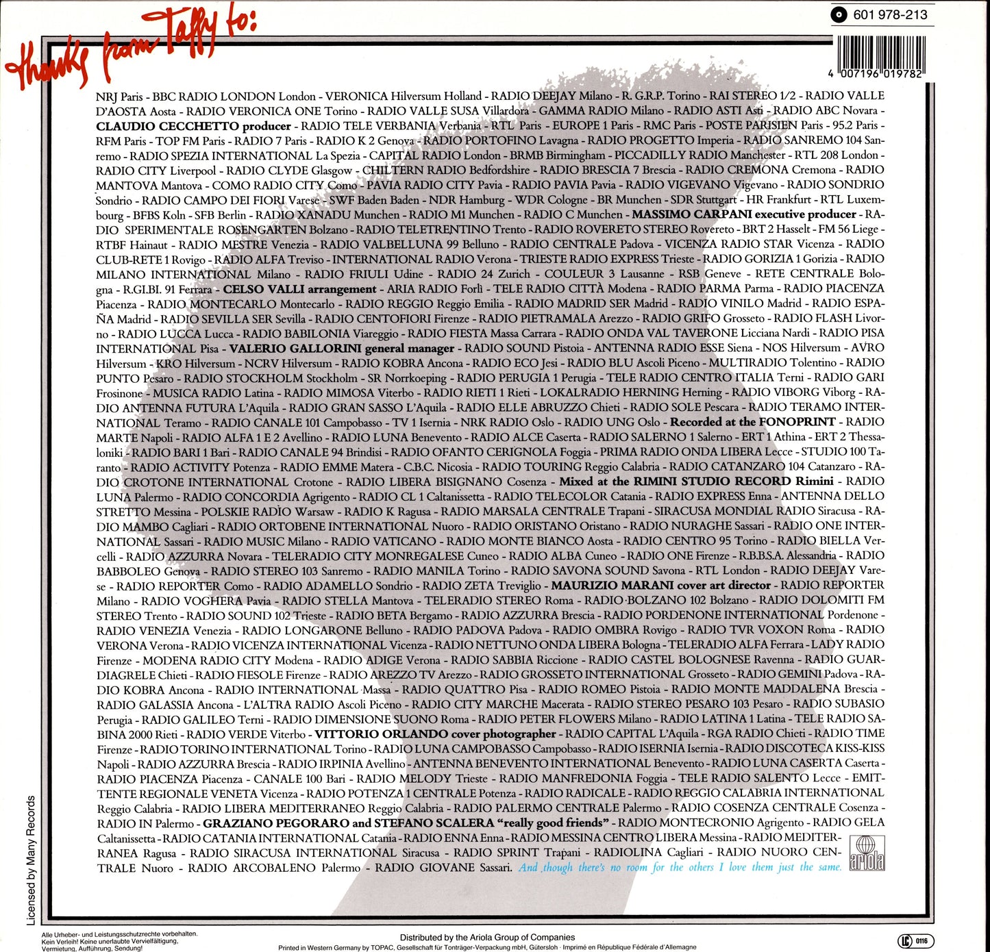 Taffy – I Love My Radio Midnight Radio Vinyl 12" Maxi-Single