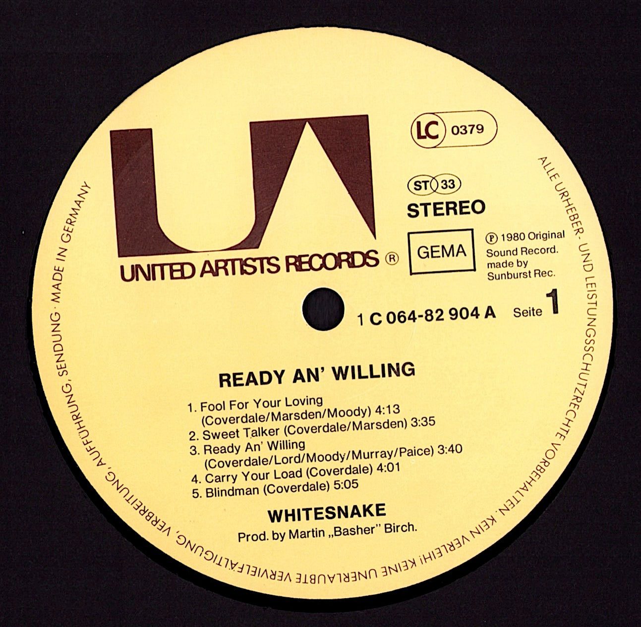 Whitesnake - Ready An' Willing Vinyl LP