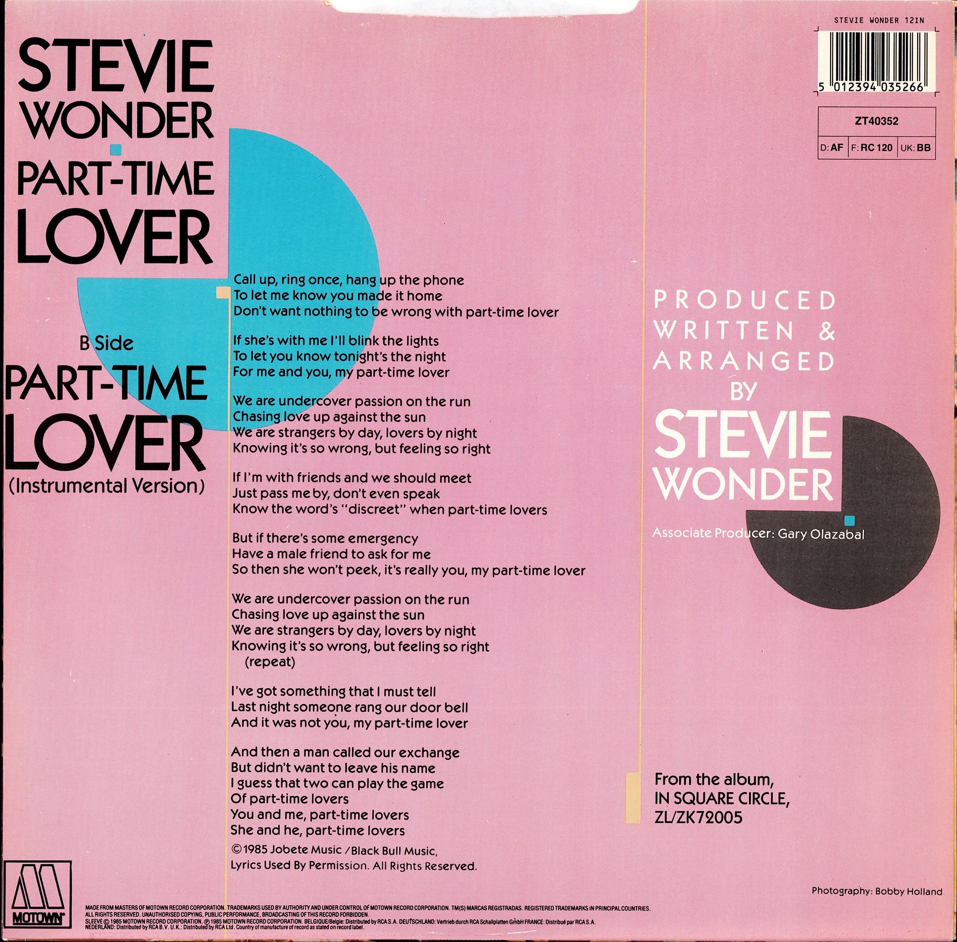 Stevie Wonder – Part-Time Lover Vinyl 12" Maxi-Single