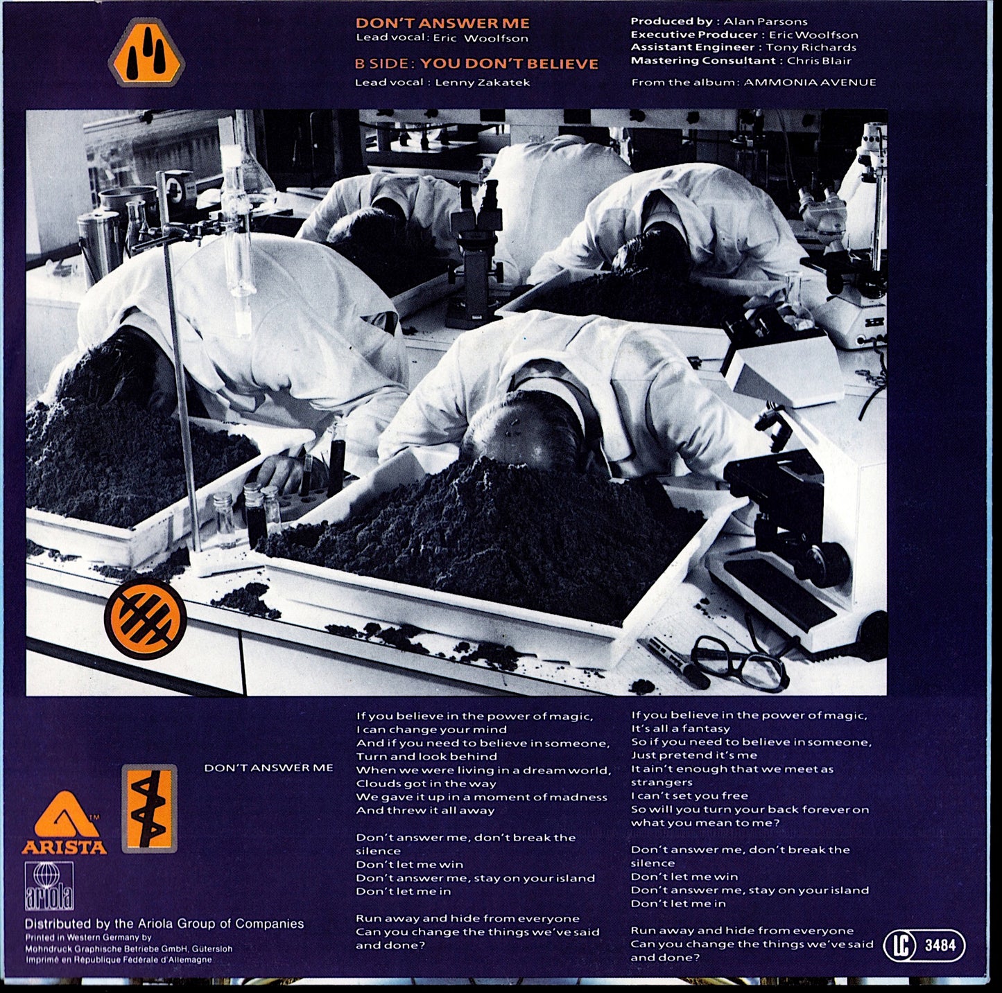 The Alan Parsons Project – Don't Answer Me 7" Vinyl Single