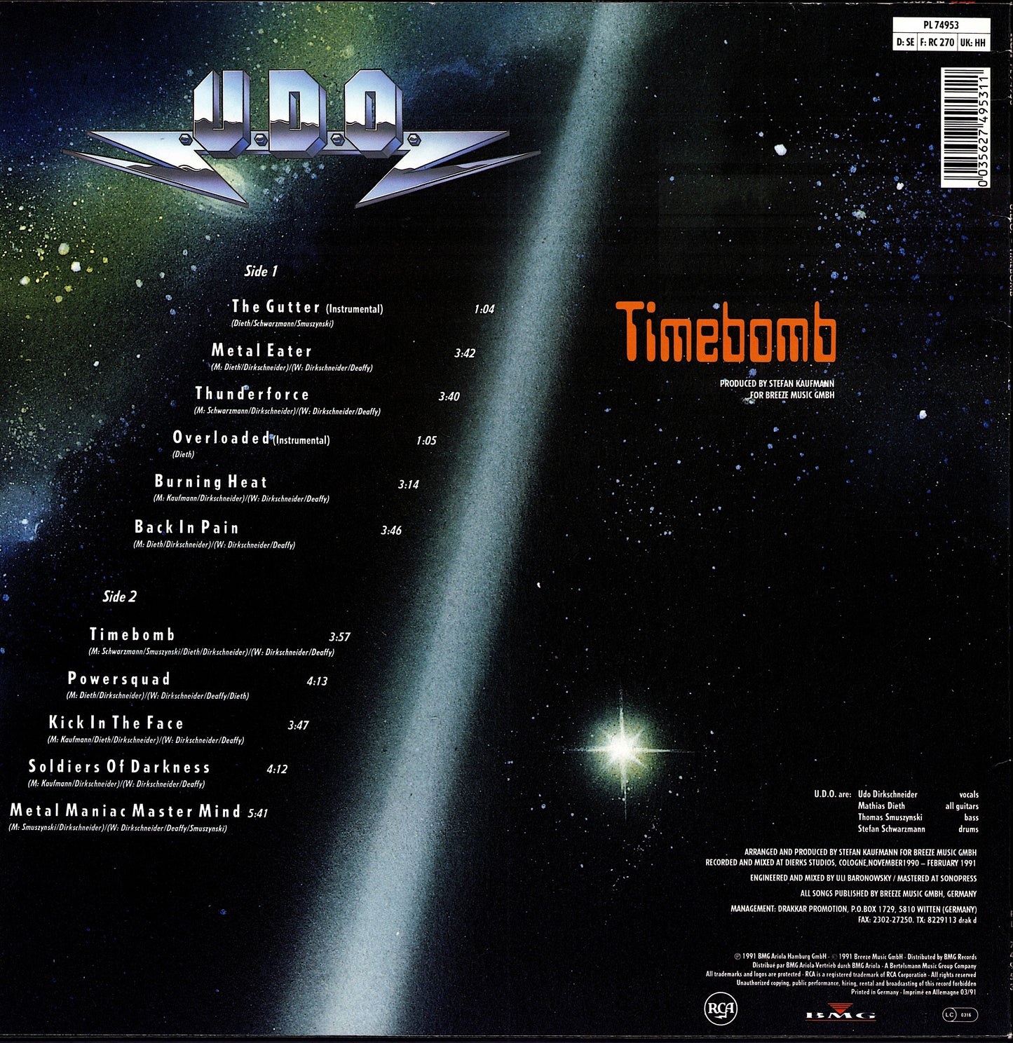 U.D.O. - Timebomb (Vinyl LP | EU Original | 1991)
