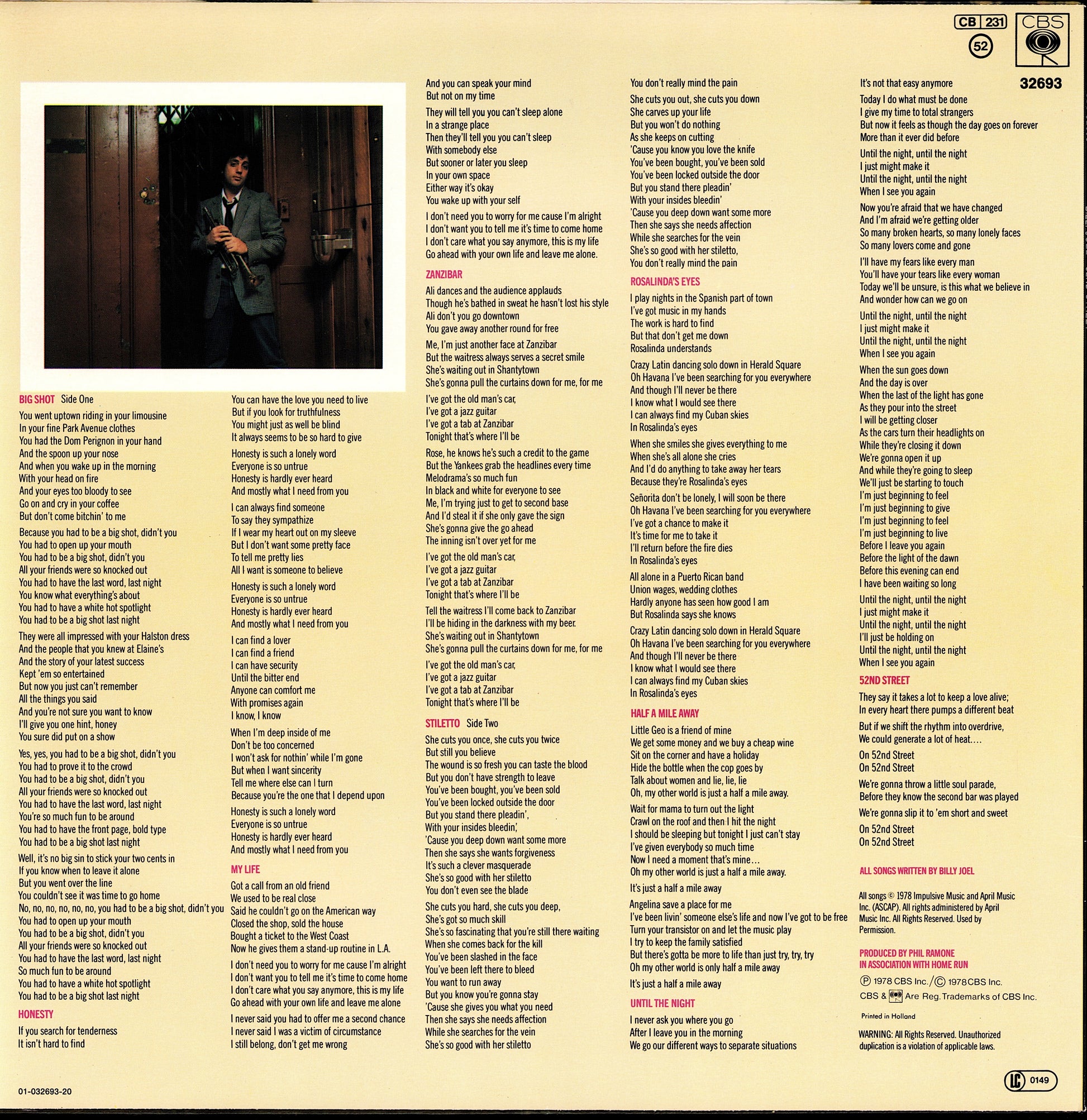 Billy Joel - 52nd Street Vinyl LP