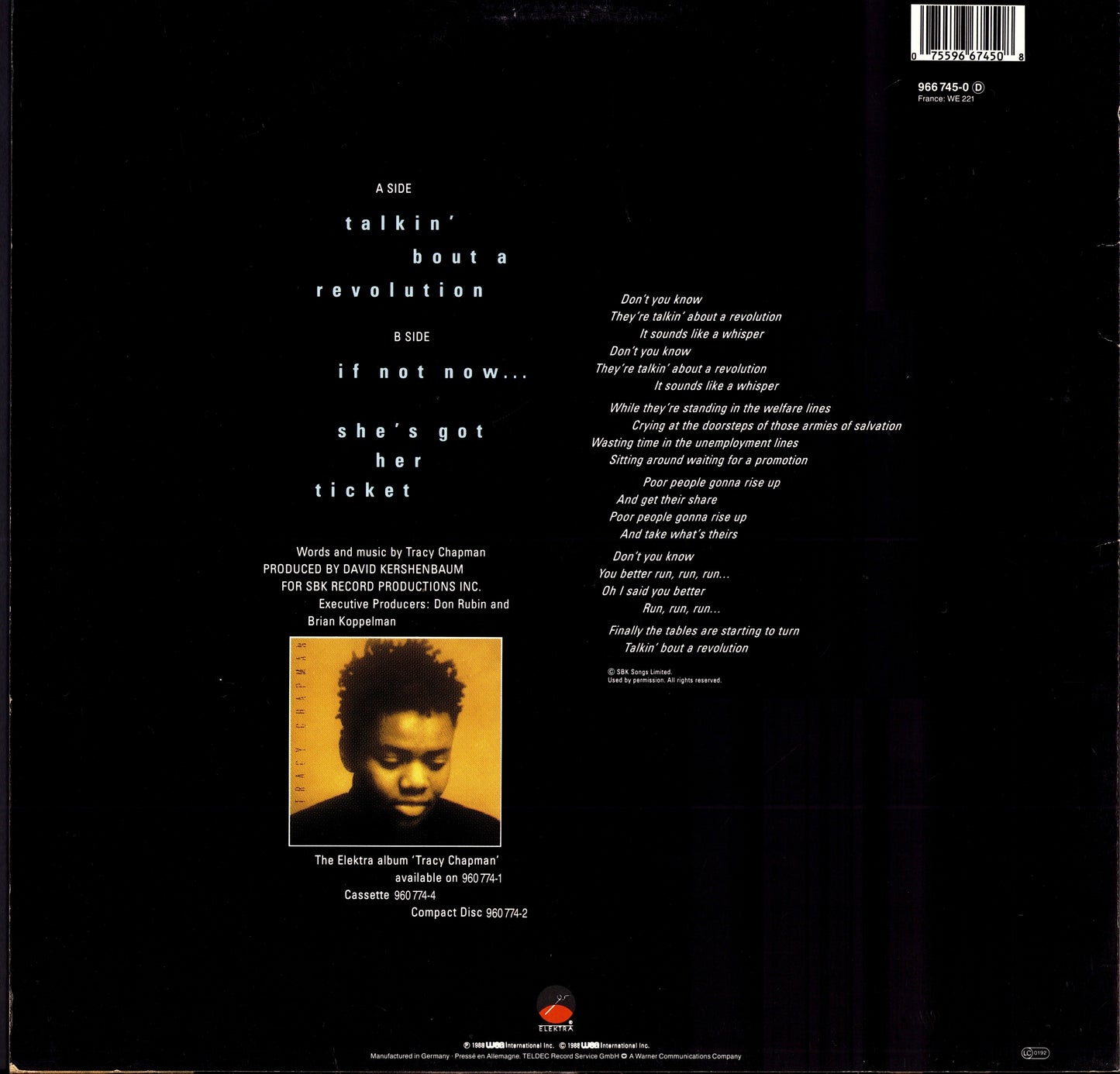 Tracy Chapman - Talkin' Bout A Revolution (Vinyl 12" | DE Original | 1988)