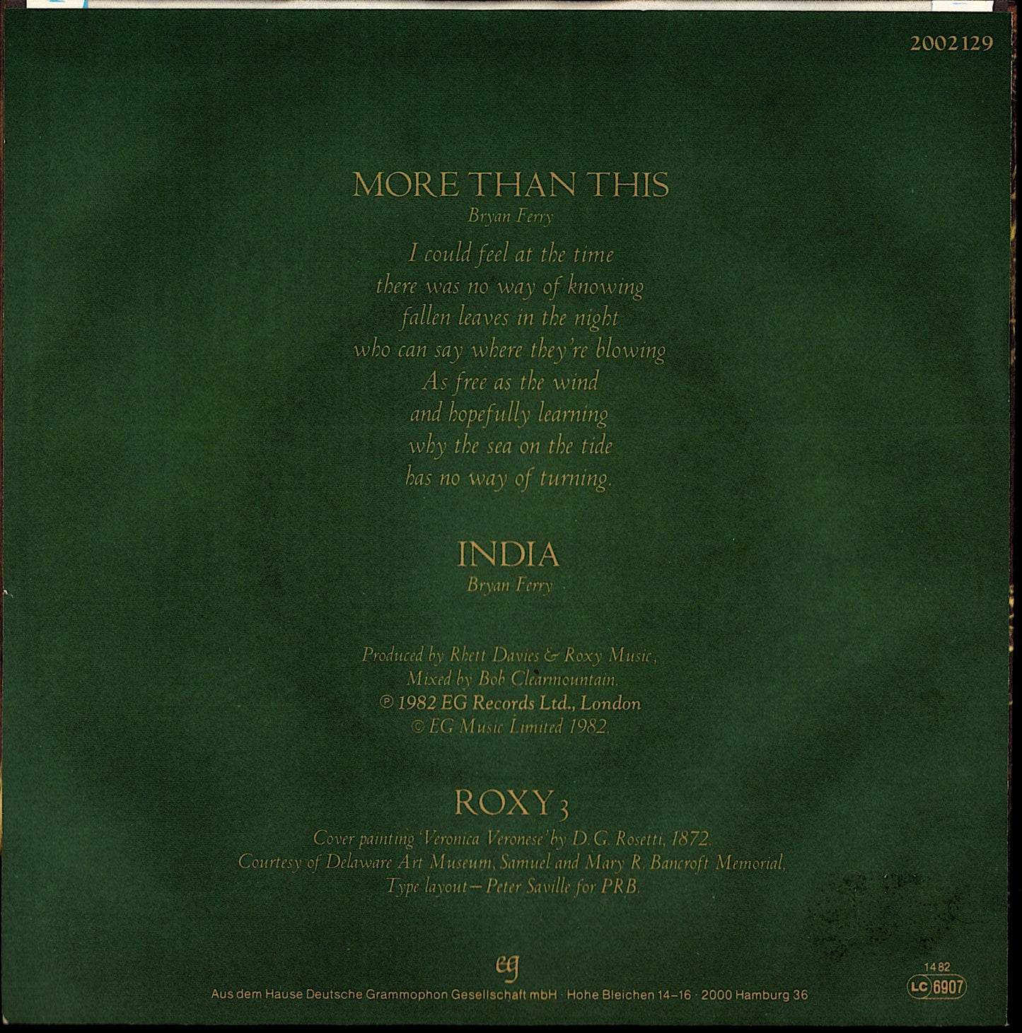 Roxy Music – More Than This 7" Vinyl Single