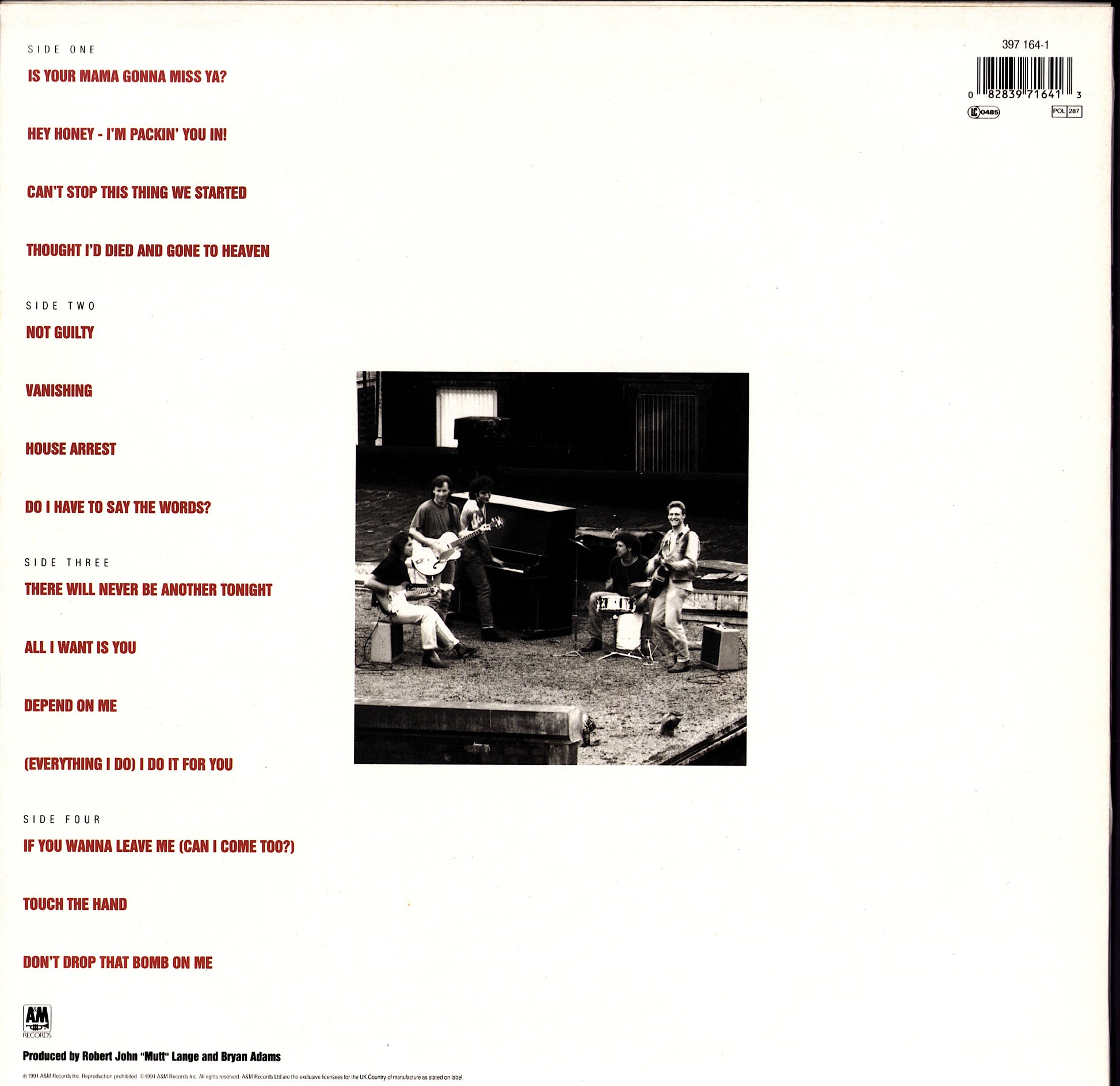 Bryan Adams – 18 Til I Die Vinyl LP Kopie