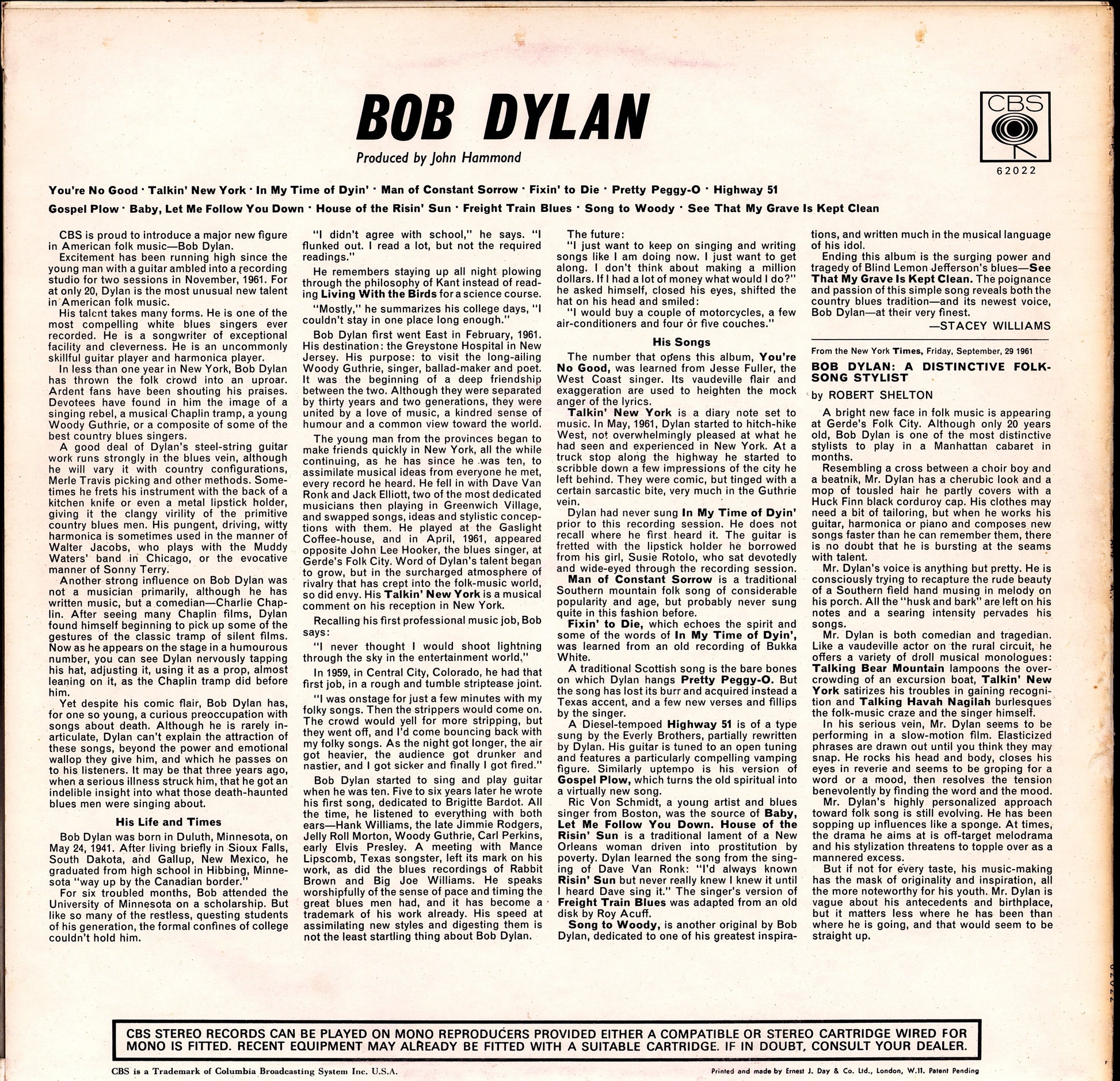 Bob Dylan – The Freewheelin' Bob Dylan Vinyl LP | UK Original | 1964 Kopie