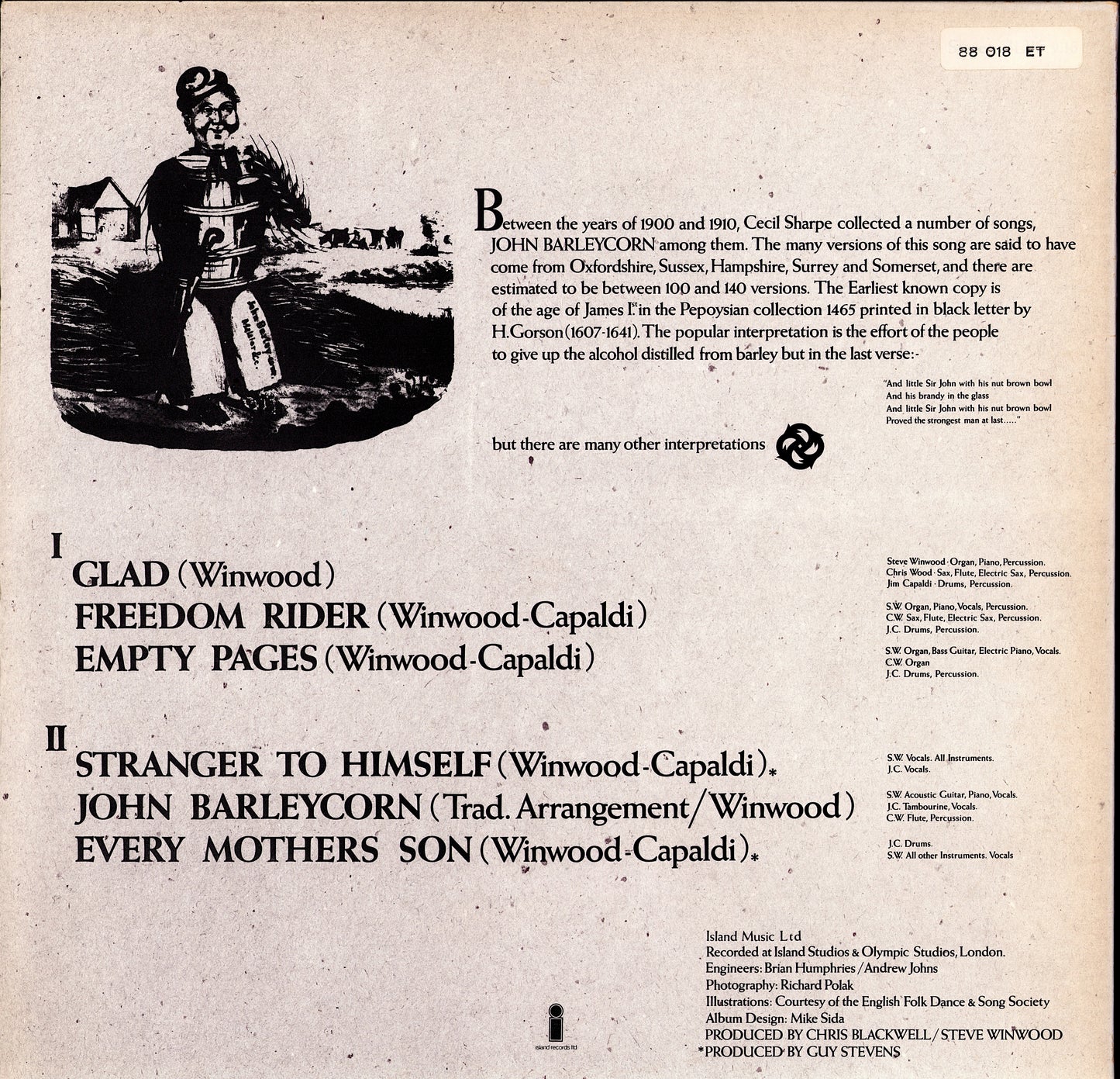 Traffic - John Barleycorn Must Die Vinyl LP