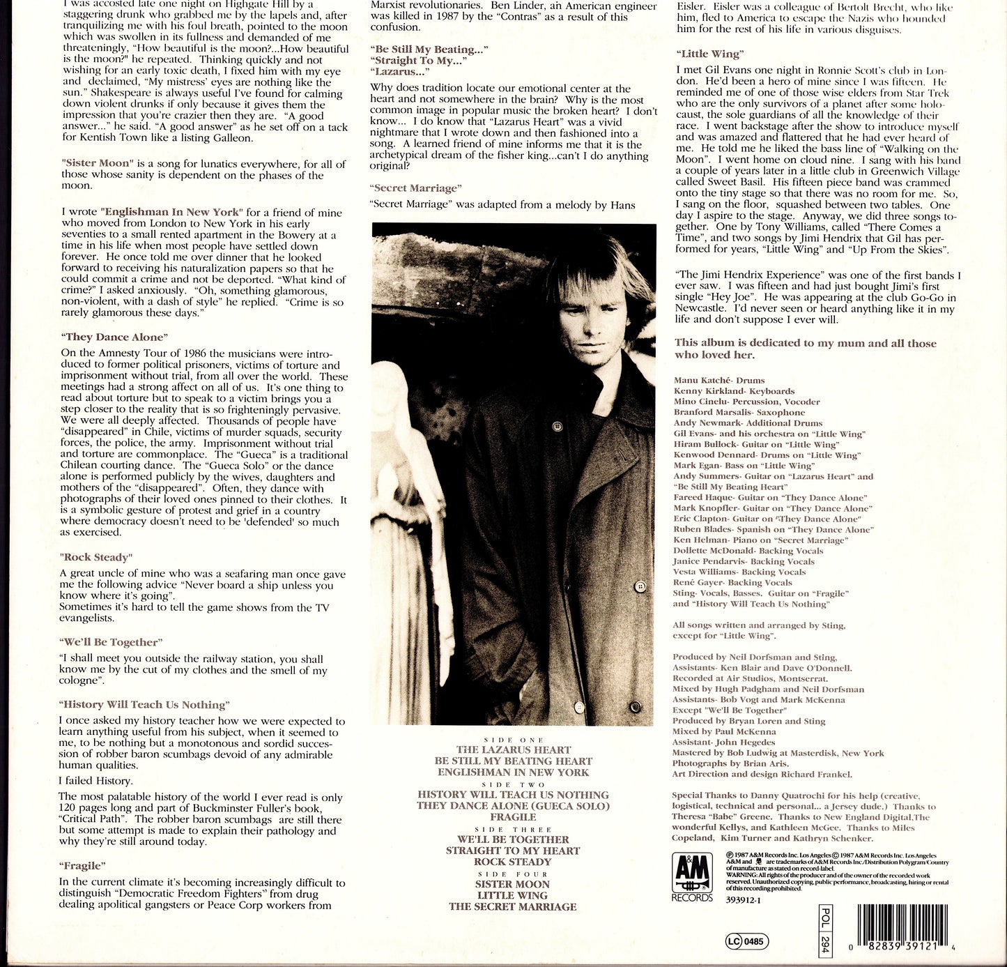 Sting - ...Nothing Like The Sun Vinyl 2LP | DE Original | 1987