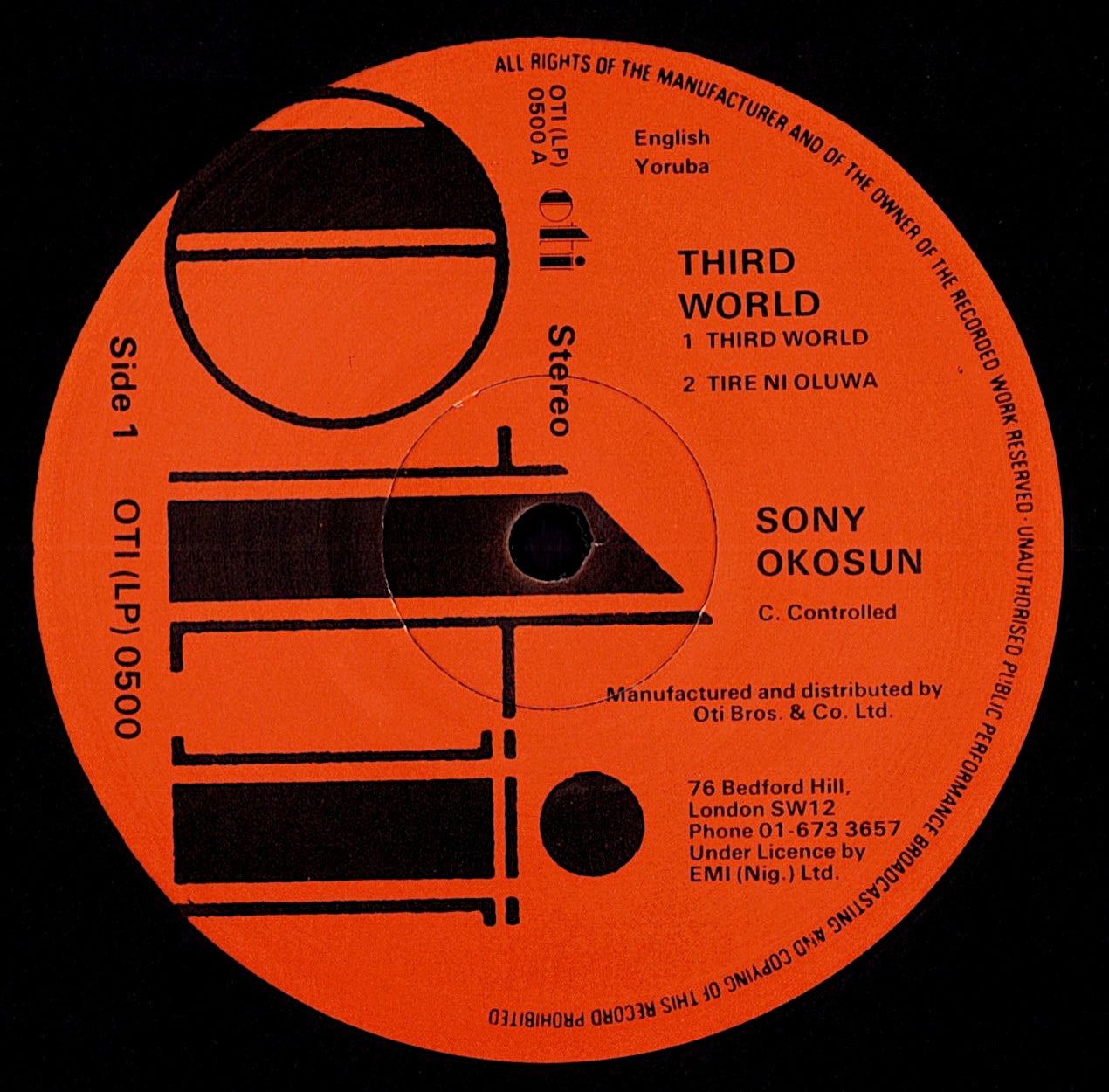 Sonny Okosun's Ozziddi – 3rd World Vinyl LP