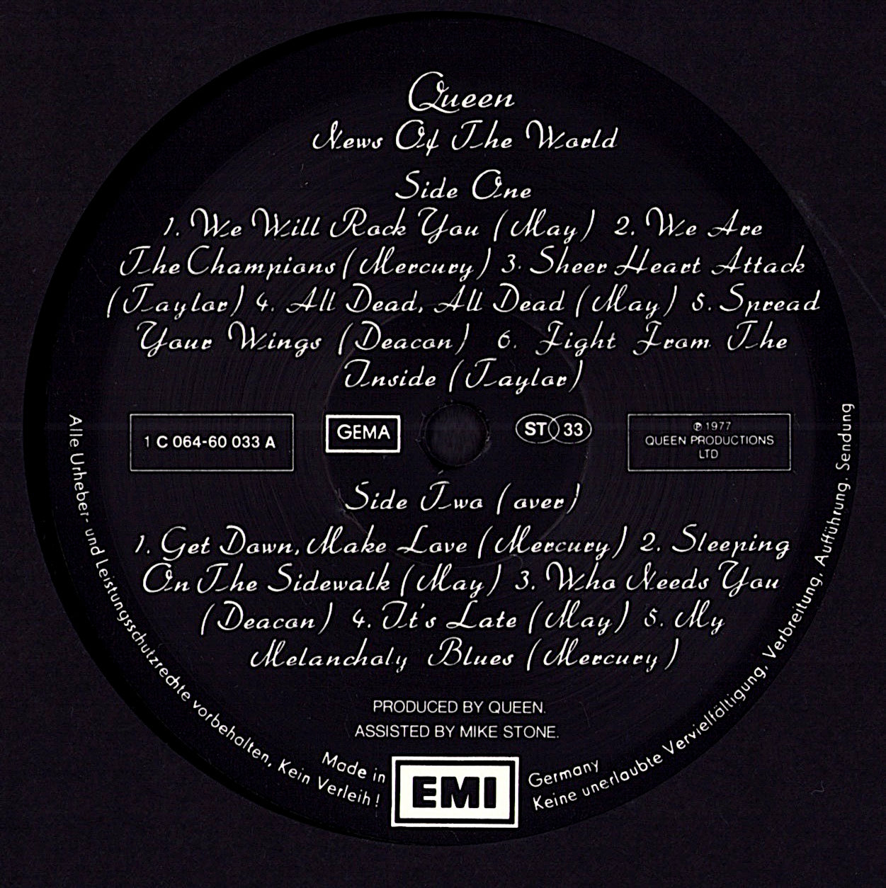 Queen ‎- News Of The World Vinyl LP Kopie