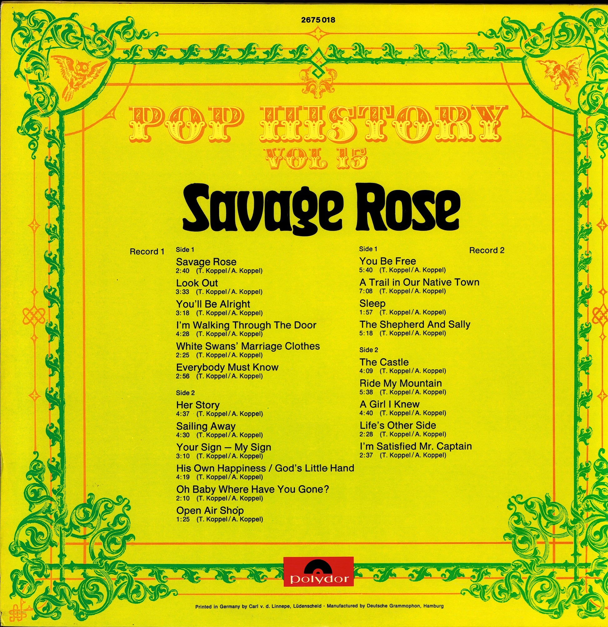 Savage Rose – Pop History Vol 15 Vinyl 2LP