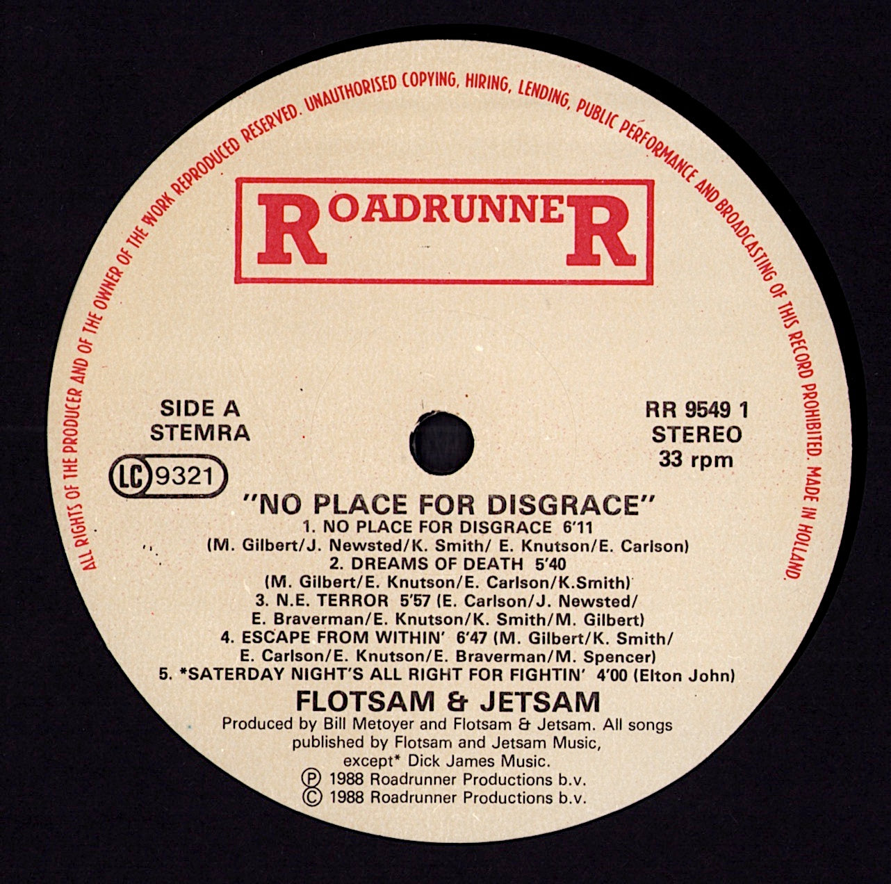 Flotsam And Jetsam - No Place For Disgrace (Vinyl LP | EU Original | 1988)