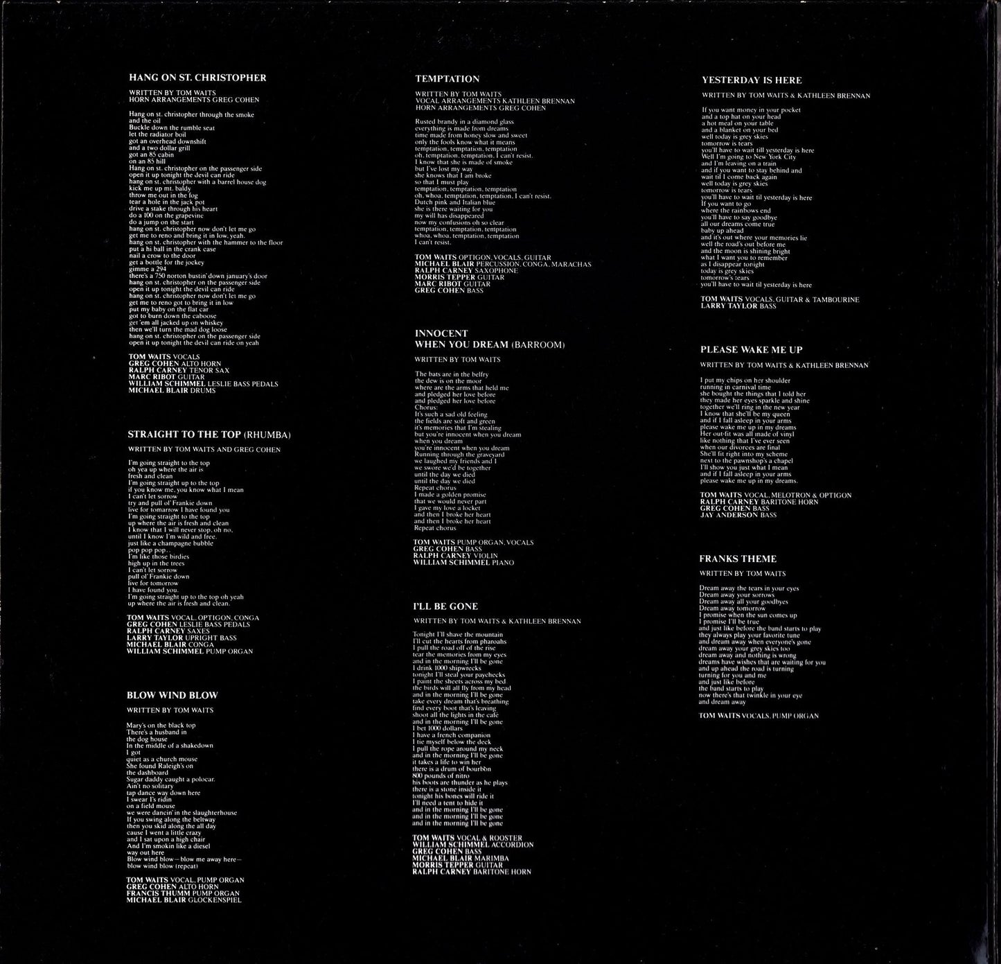 Tom Waits - Blue Valentine Vinyl LP Kopie