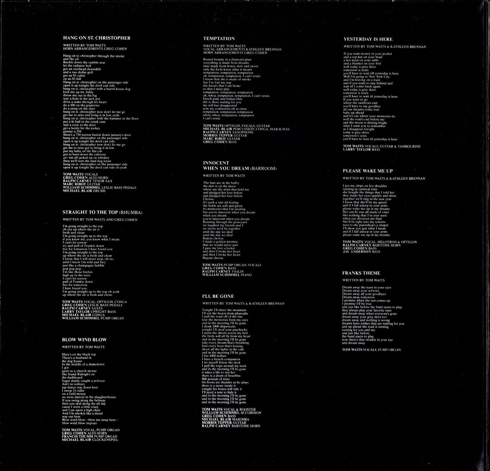 Tom Waits - Blue Valentine Vinyl LP Kopie