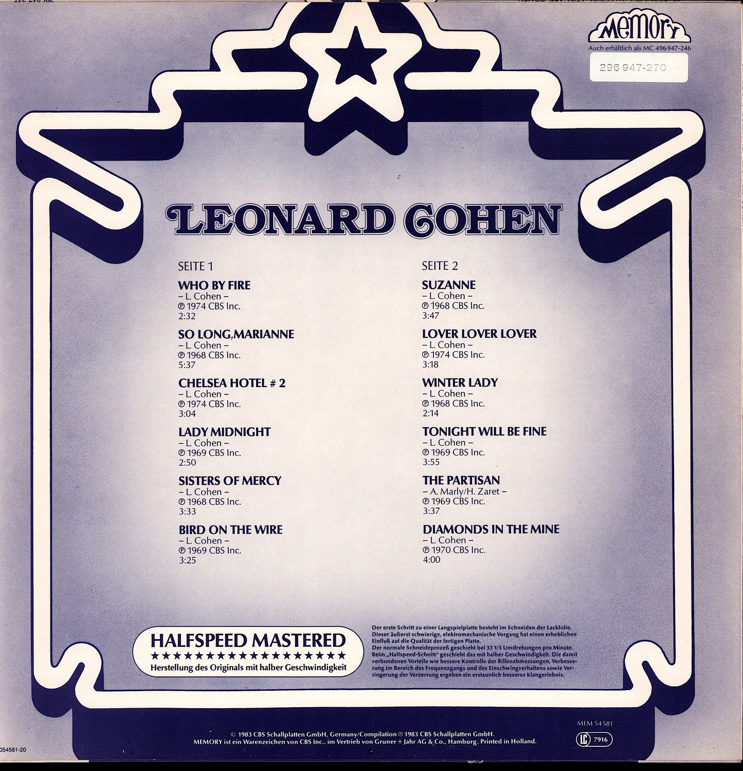 Leonard Cohen - Starsound Collection (Vinyl LP | DE | 1983)