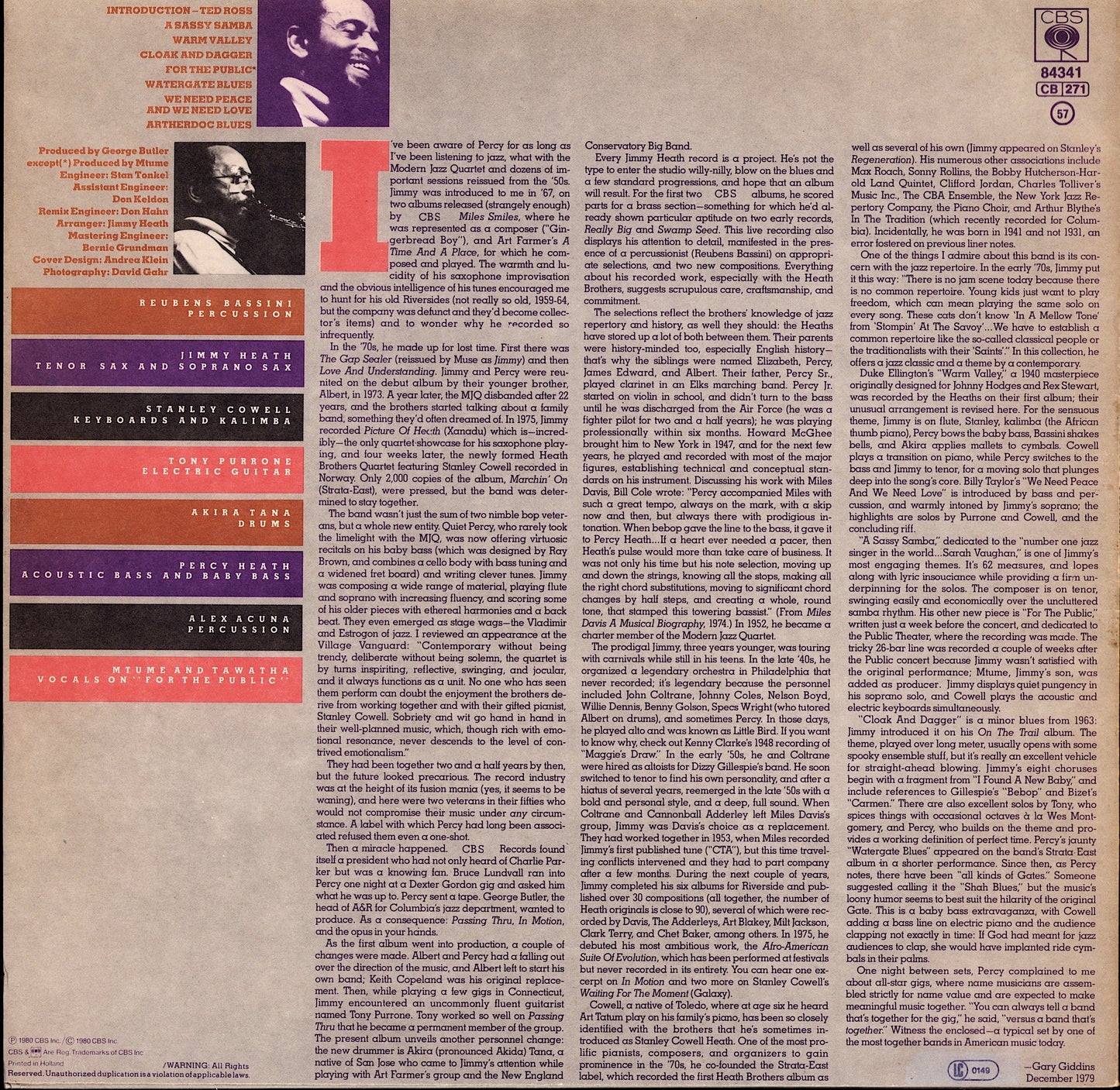 The Heath Bros. – Live At The Public Theater (Vinyl LP)