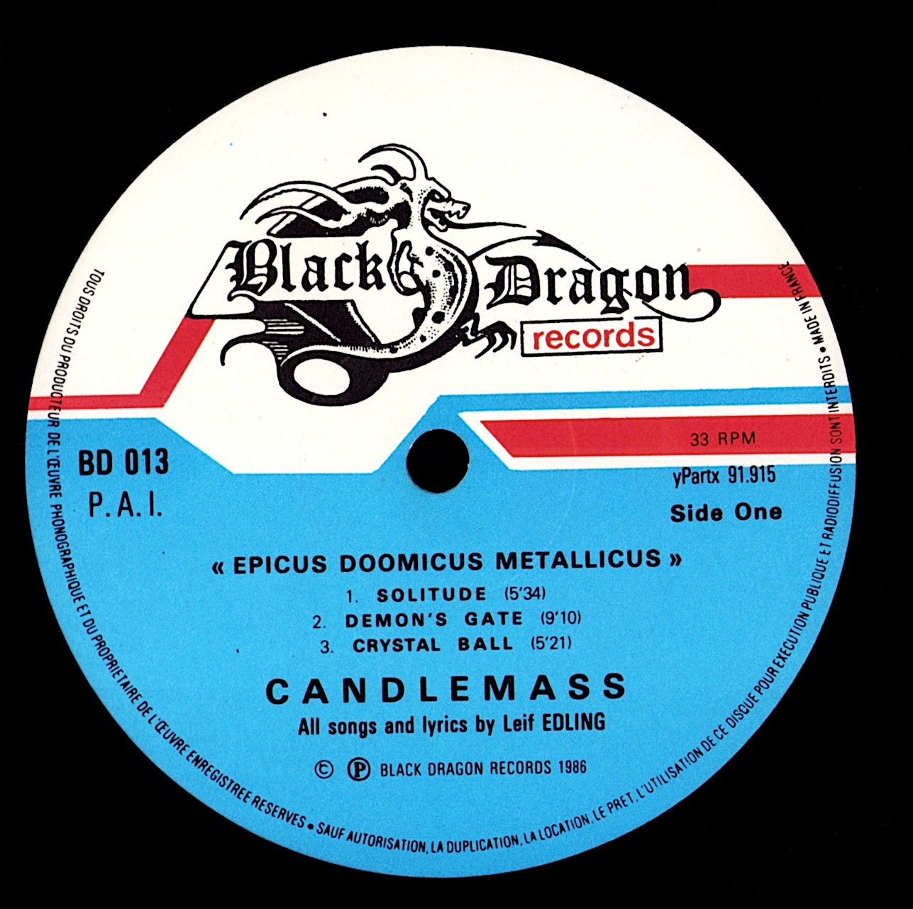 Candlemass - Epicus Doomicus Metallicus (Vinyl LP | FR Original | 1986)