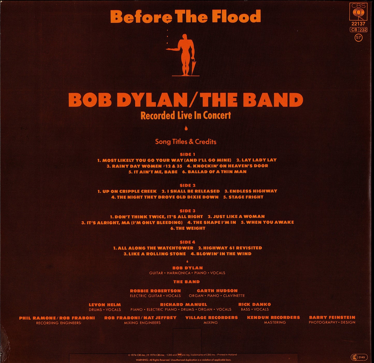 Bob Dylan / The Band ‎- Before The Flood Vinyl 2LP Kopie