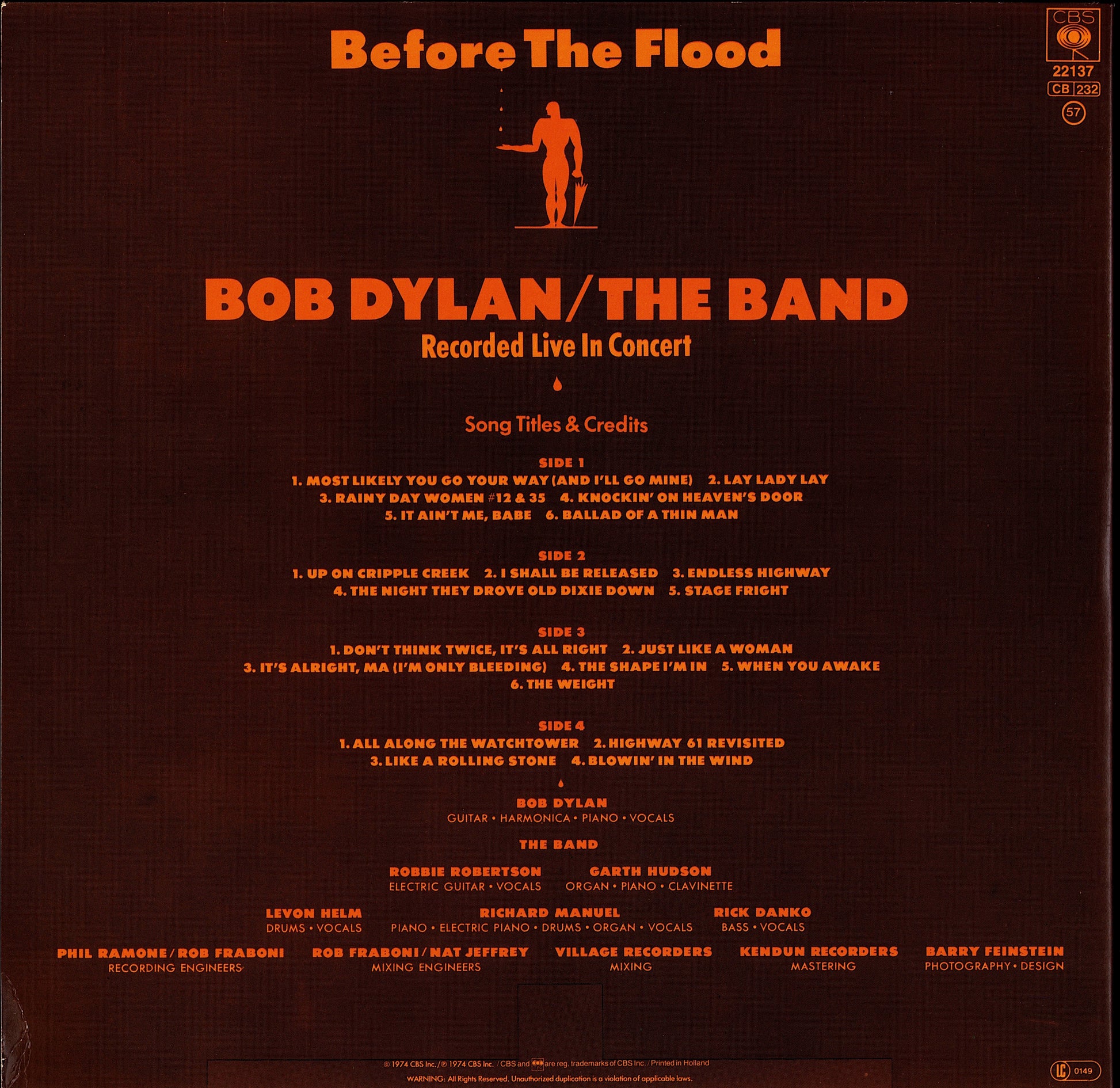 Bob Dylan / The Band ‎- Before The Flood Vinyl 2LP Kopie