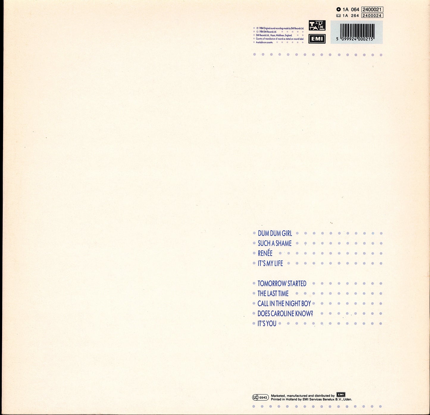 Talk Talk - It's My Life Vinyl LP Kopie