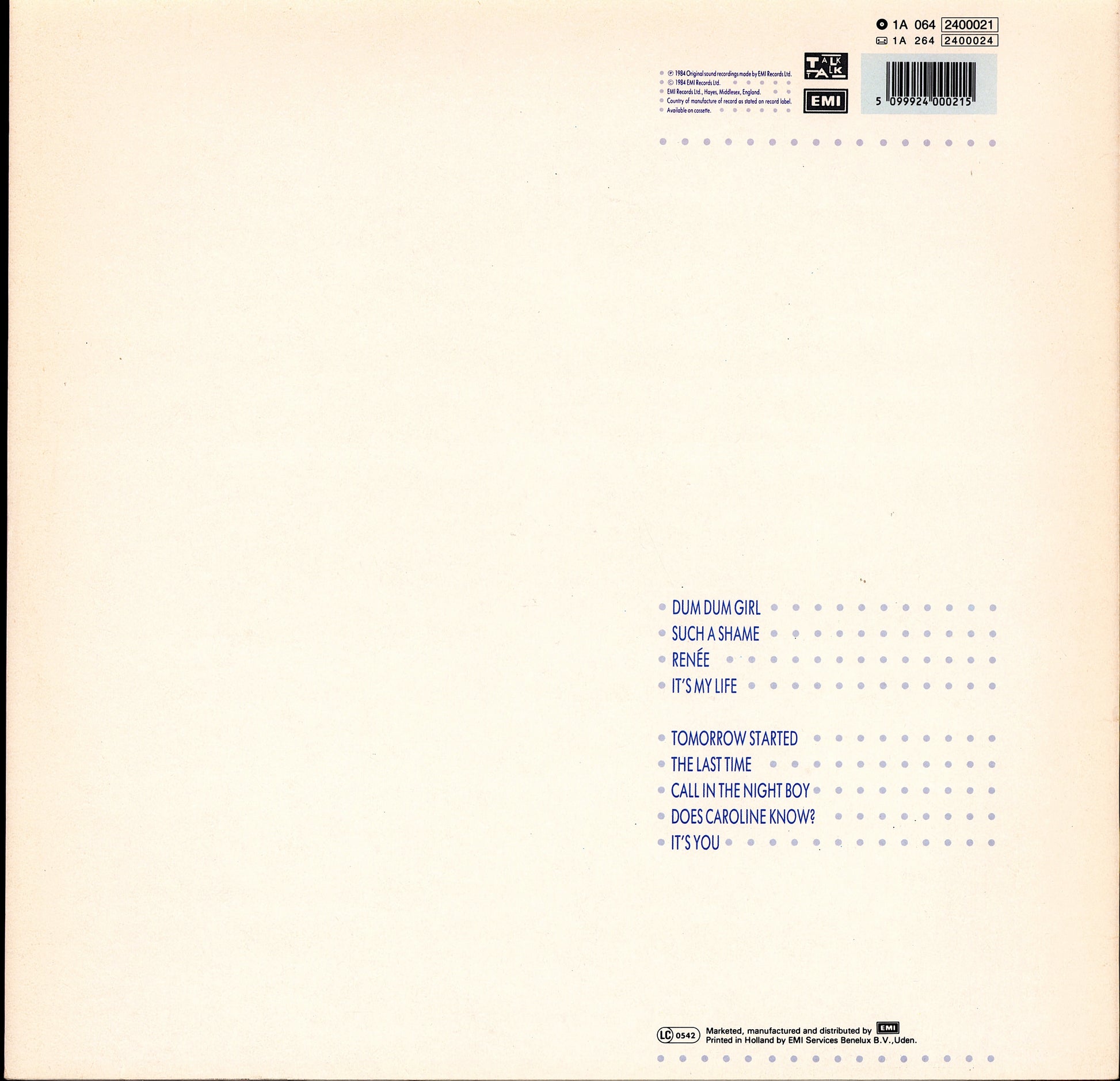 Talk Talk - It's My Life Vinyl LP Kopie