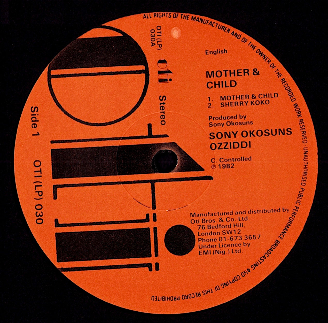 Sonny Okosuns Ozziddi ‎- Mother & Child Vinyl LP