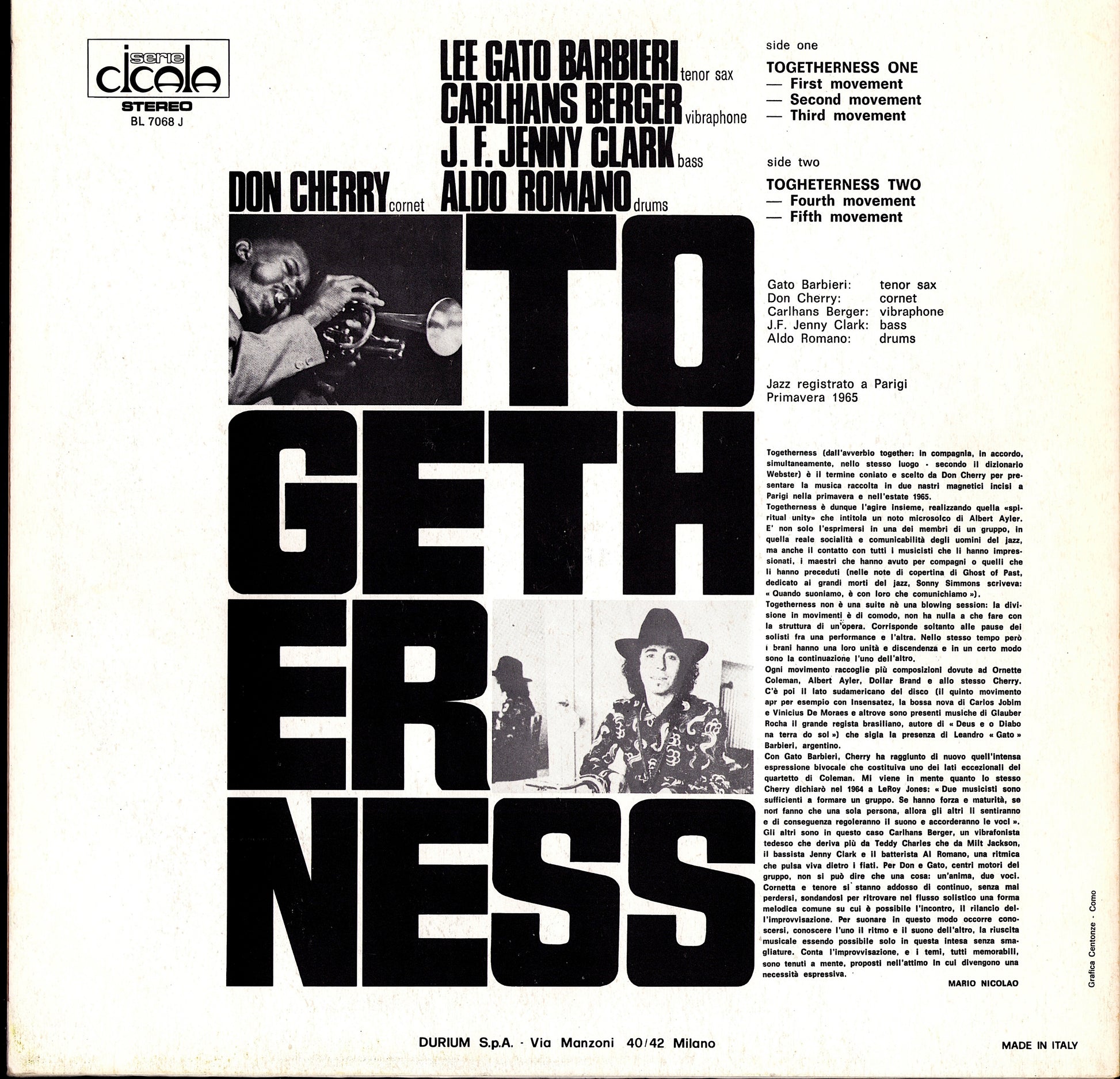Gato Barbieri / Don Cherry – Togetherness Vinyl LP