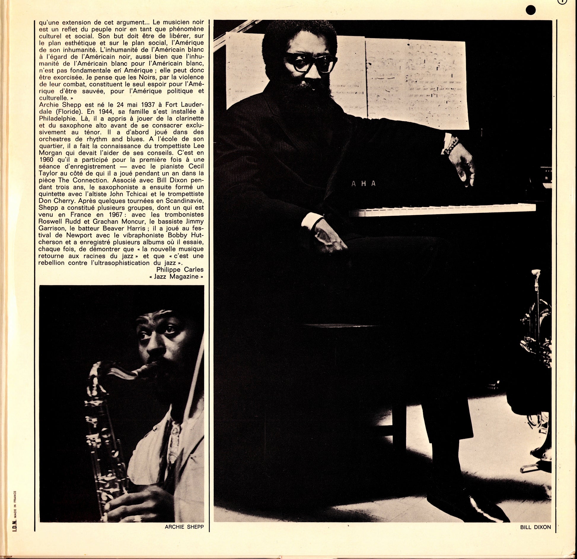 Archie Shepp / Bill Dixon – Peace Vinyl LP