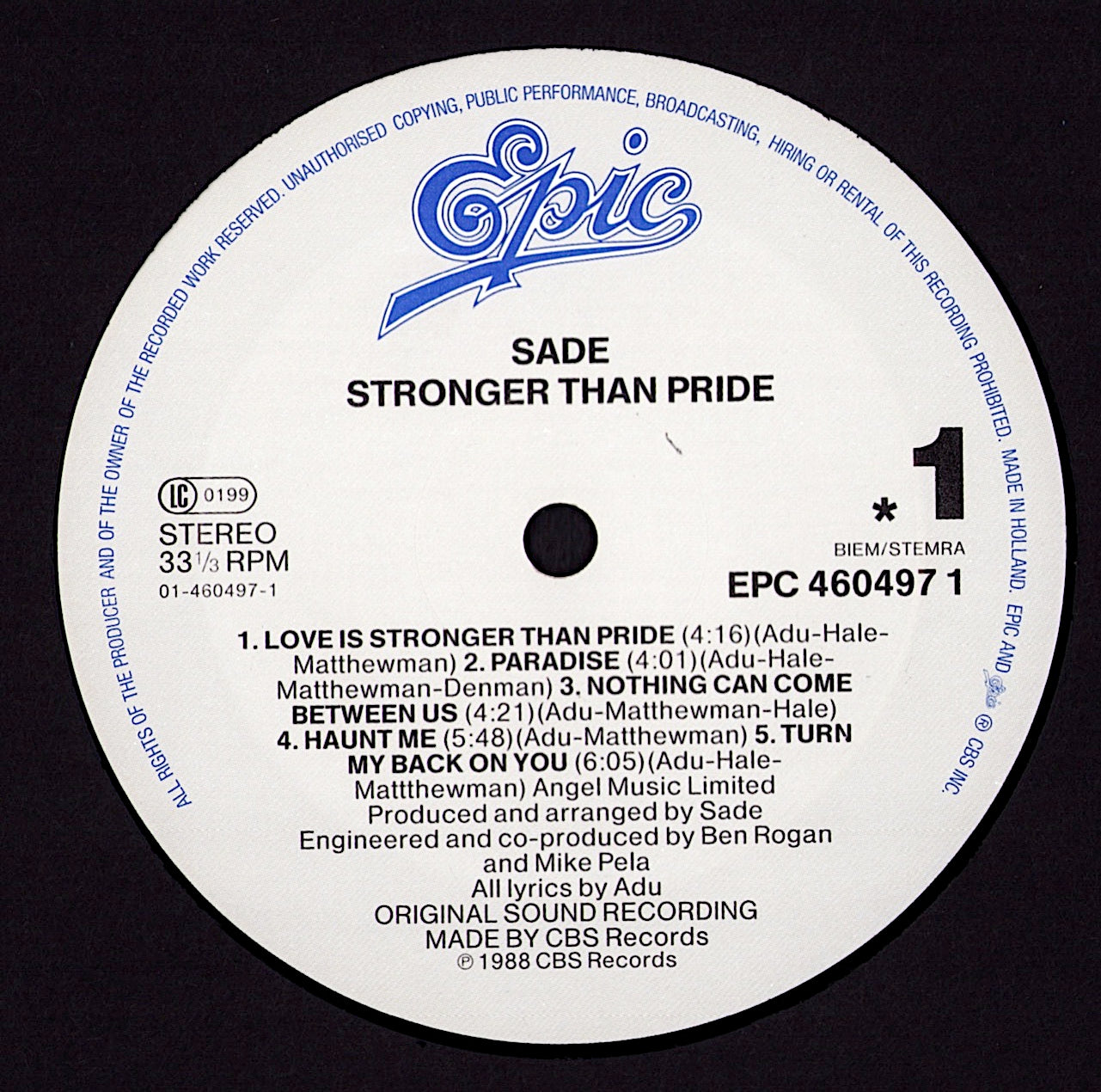 Sade ‎- Stronger Than Pride (Vinyl LP)