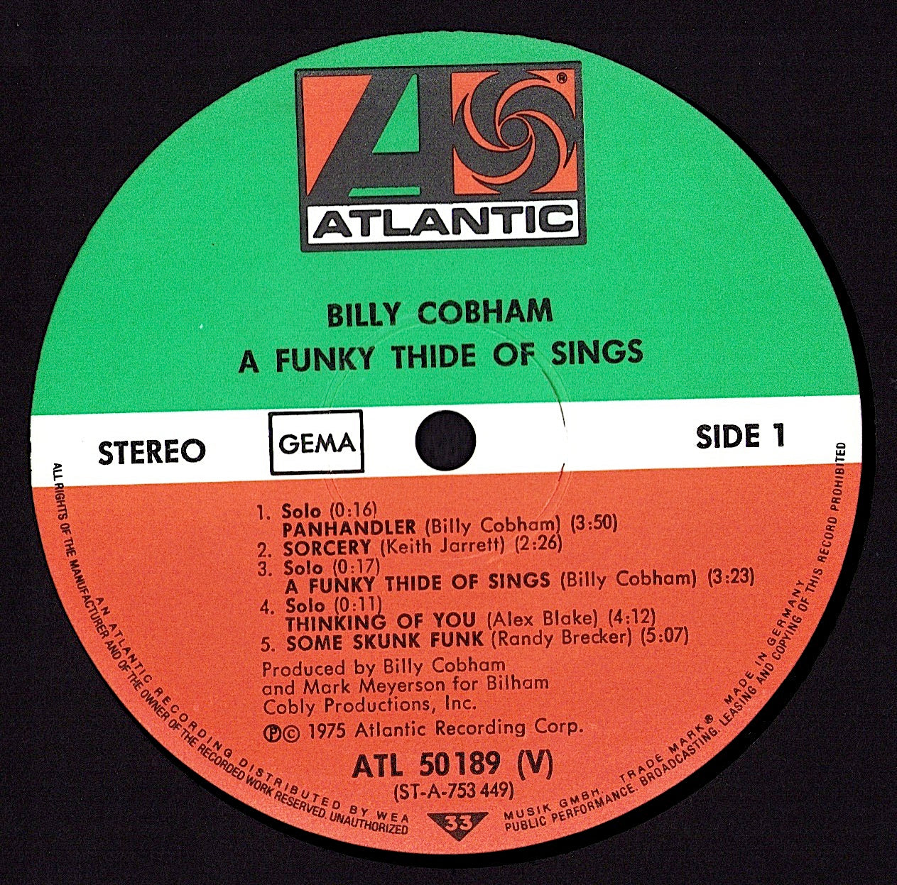 Billy Cobham ‎- A Funky Thide Of Sings Vinyl LP Kopie
