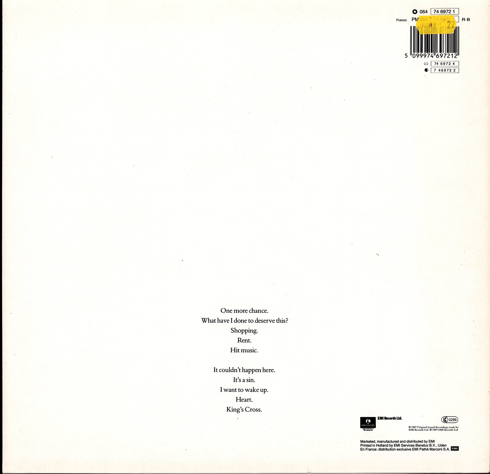 Pet Shop Boys - Actually Vinyl LP | EU Original | 1987 Kopie