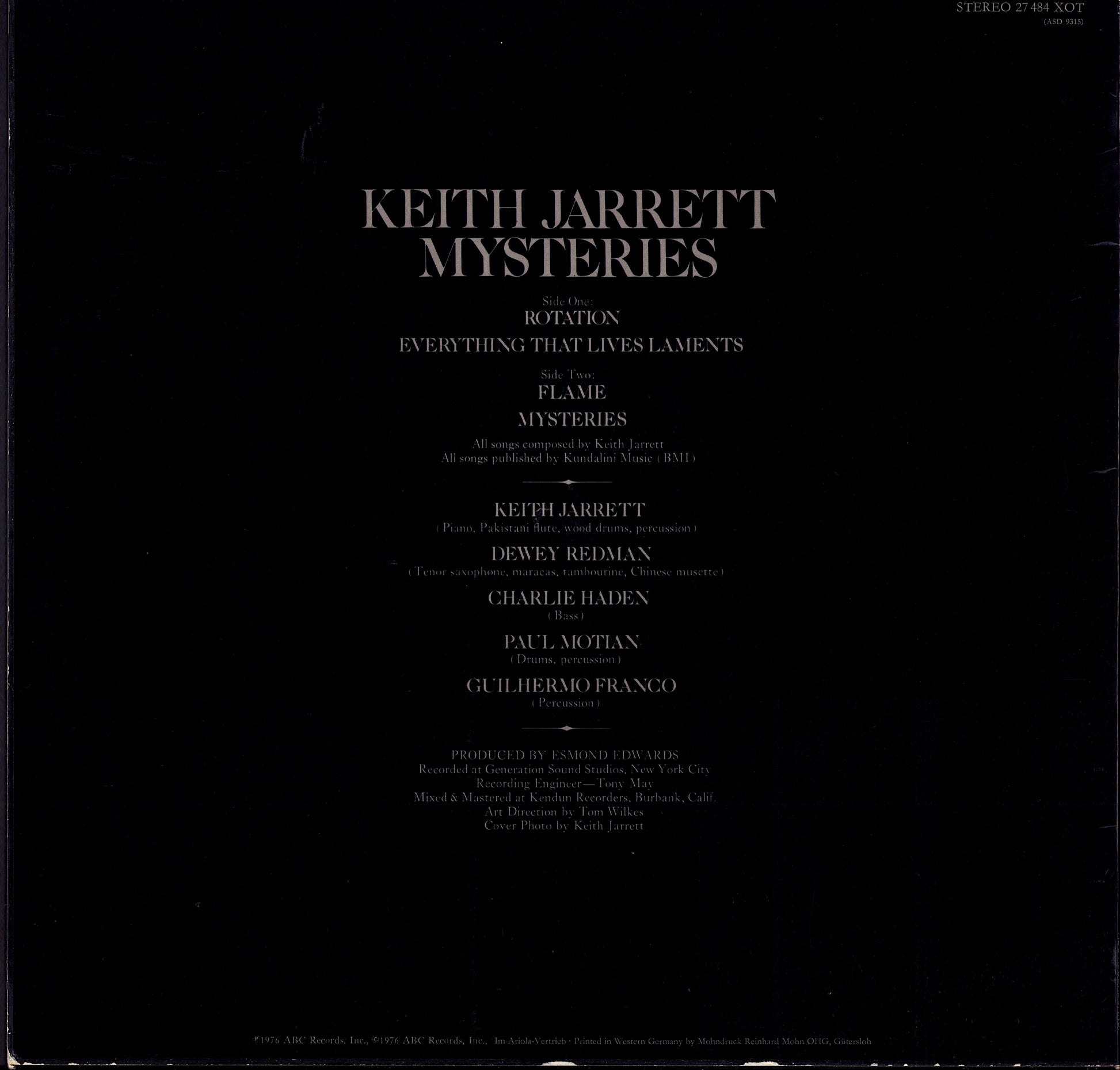 Keith Jarrett – Changes Vinyl LP Kopie