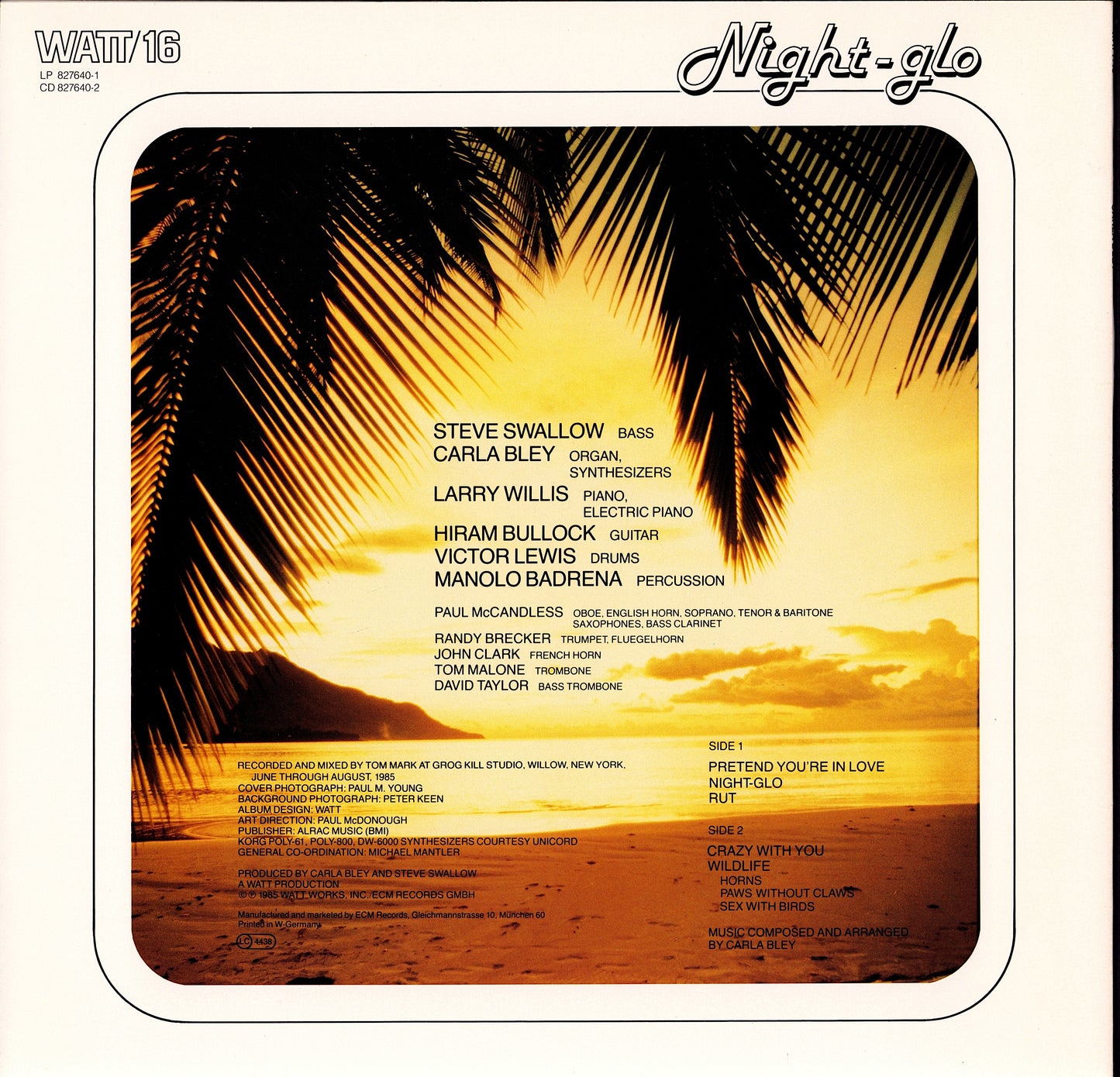 Carla Bley with Steve Swallow – Night-glo Vinyl LP