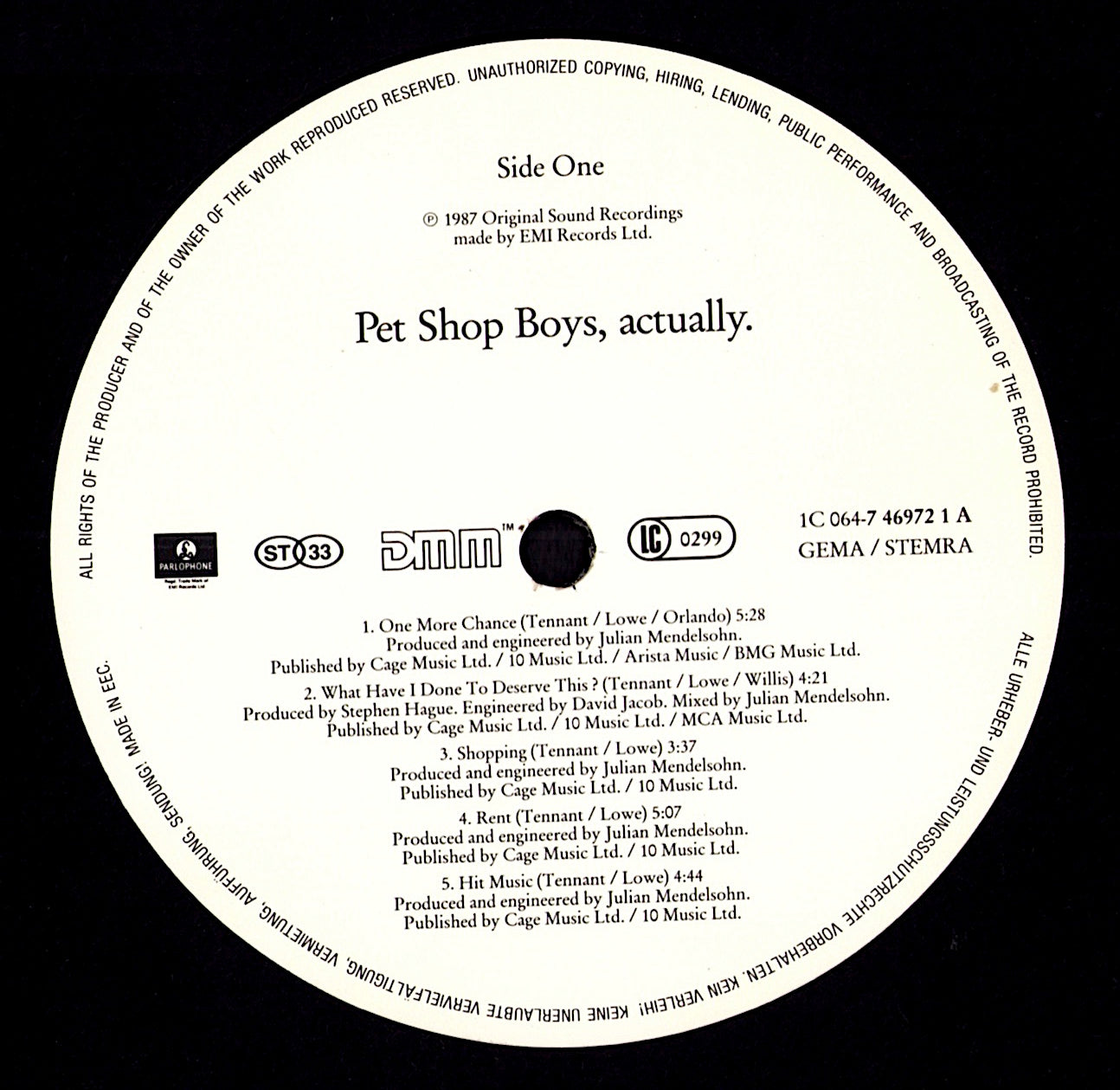 Pet Shop Boys - Actually Vinyl LP | EU Original | 1987 Kopie