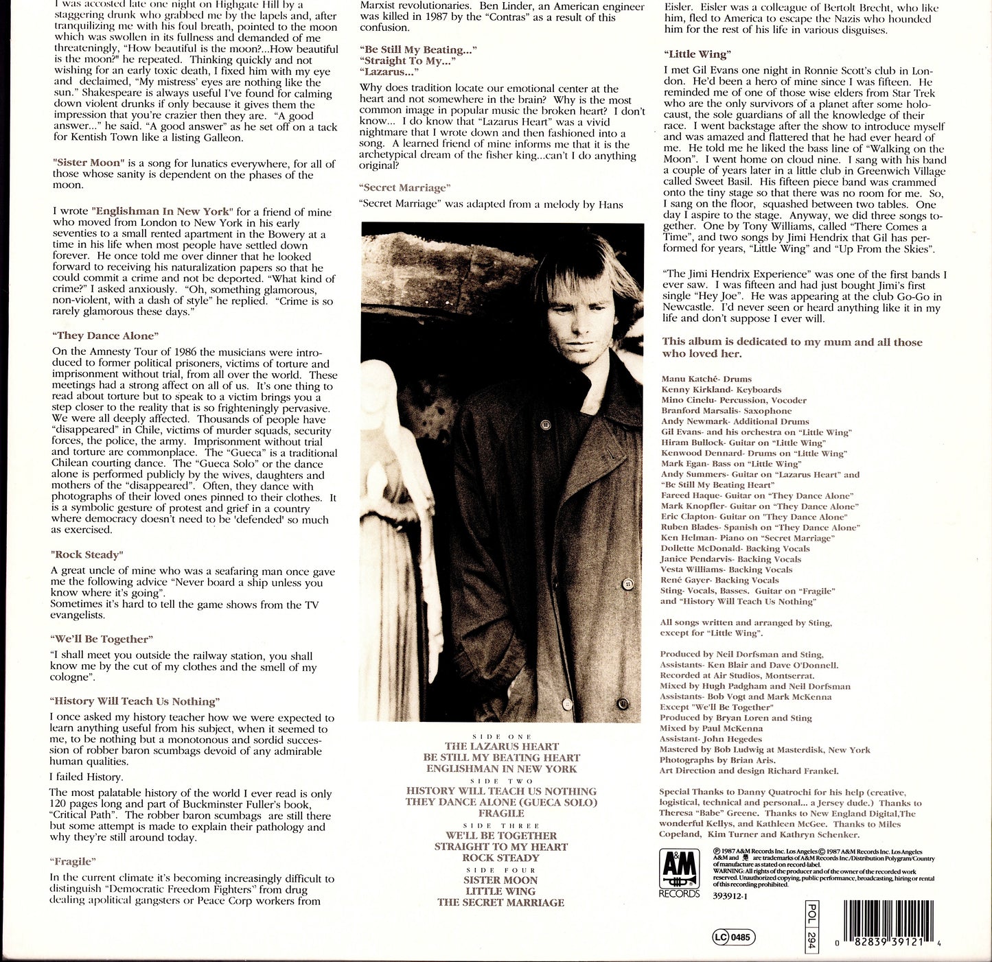 Sting ‎- ...Nothing Like The Sun (Vinyl 2LP) + Poster