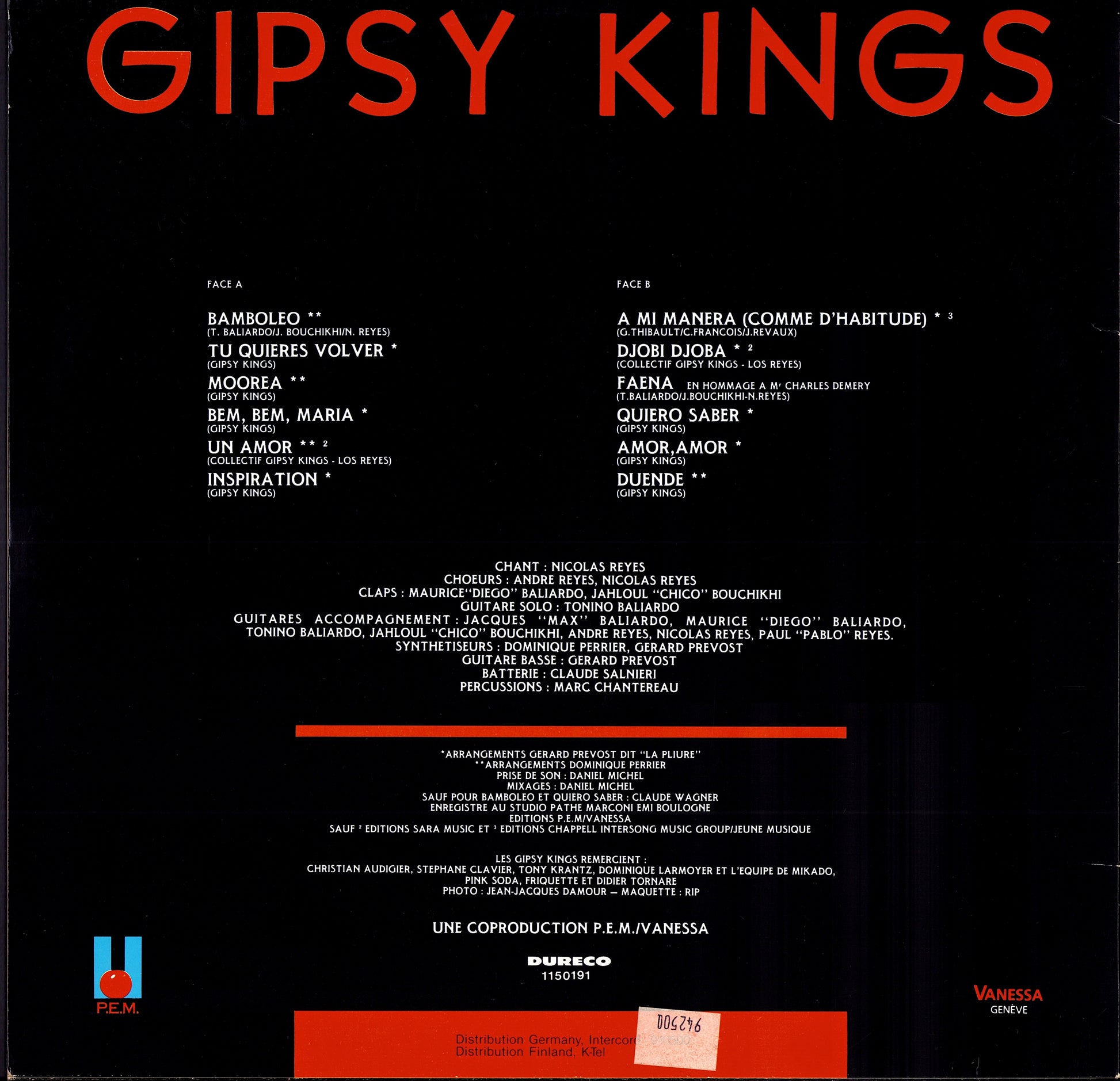 Gipsy Kings ‎- Gipsy Kings Vinyl LP Kopie