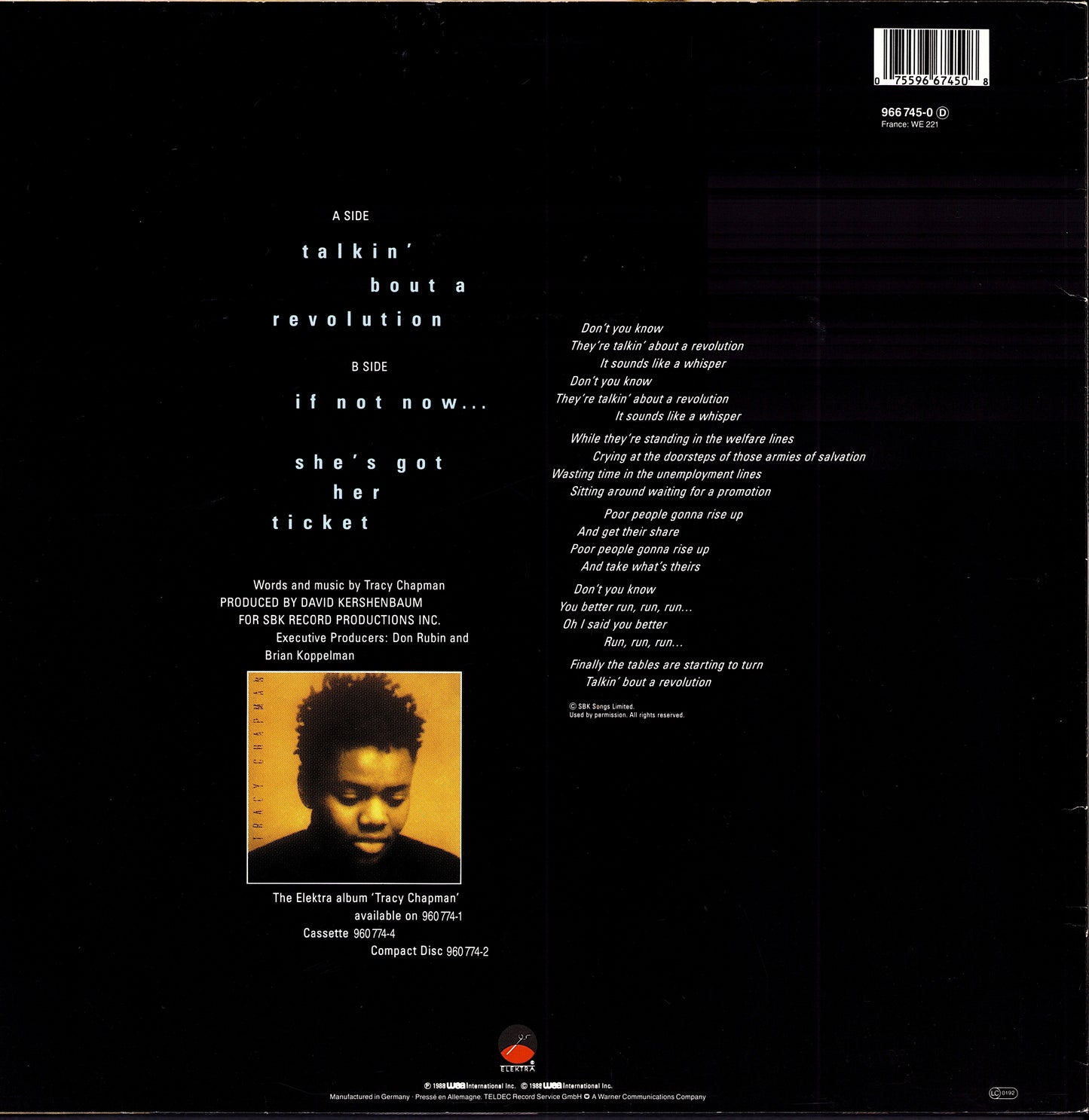 Tracy Chapman – Talkin' Bout A Revolution (Vinyl 12" | DE Original | 1988)