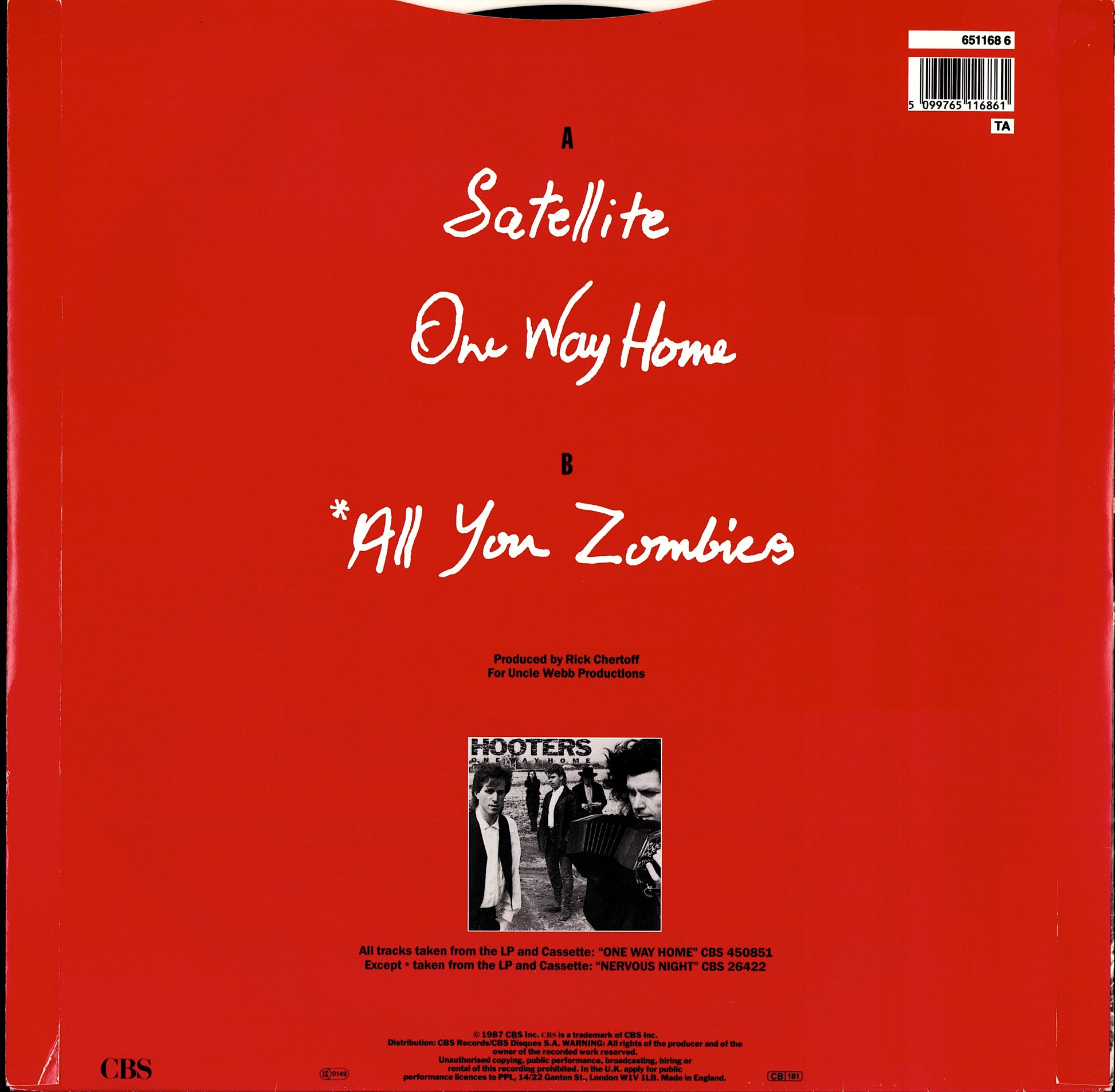 The Hooters - All You Zombies / Nervous Night Vinyl 12" Maxi-Single | EU Original | 1985 Kopie