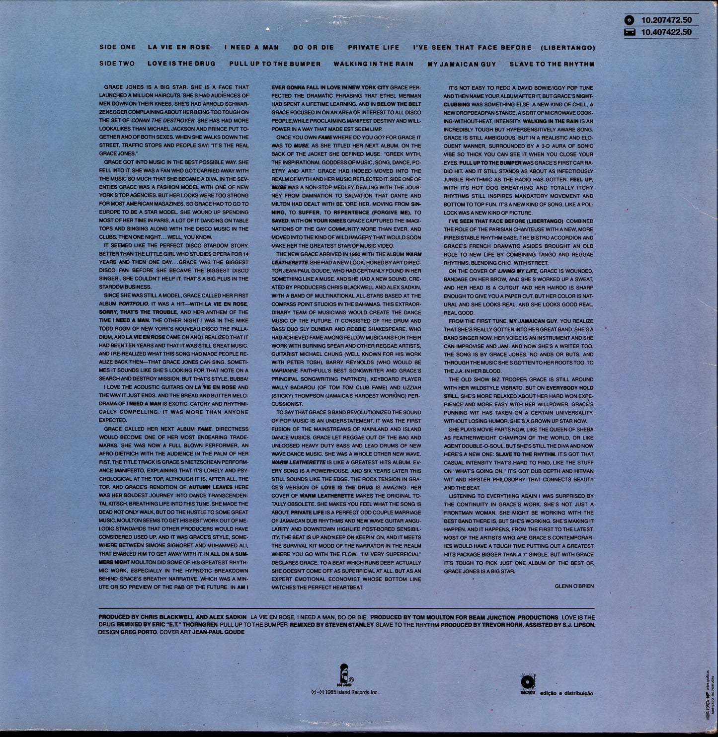 Grace Jones – Inside Story Vinyl LP Kopie