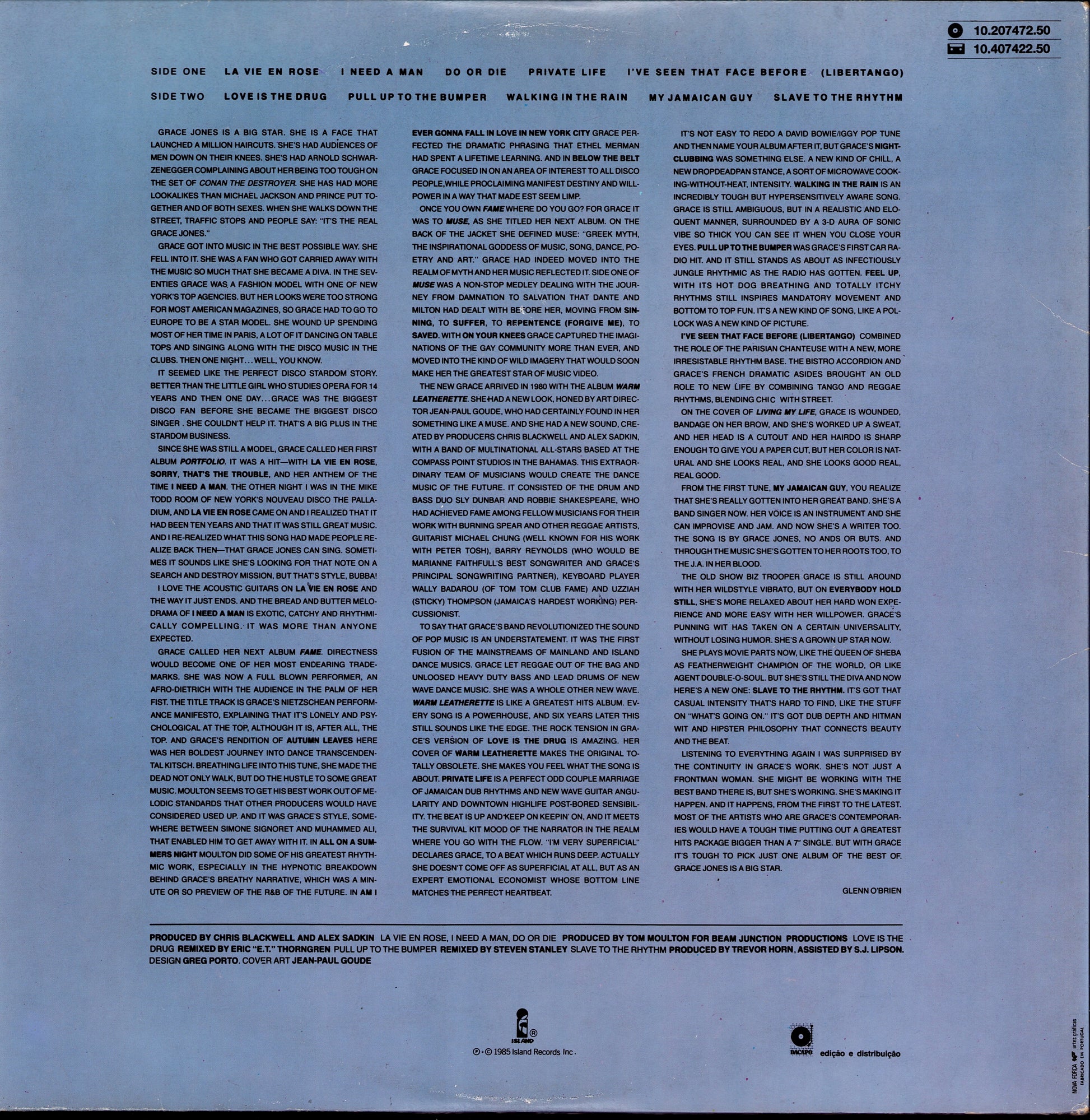 Grace Jones – Inside Story Vinyl LP Kopie