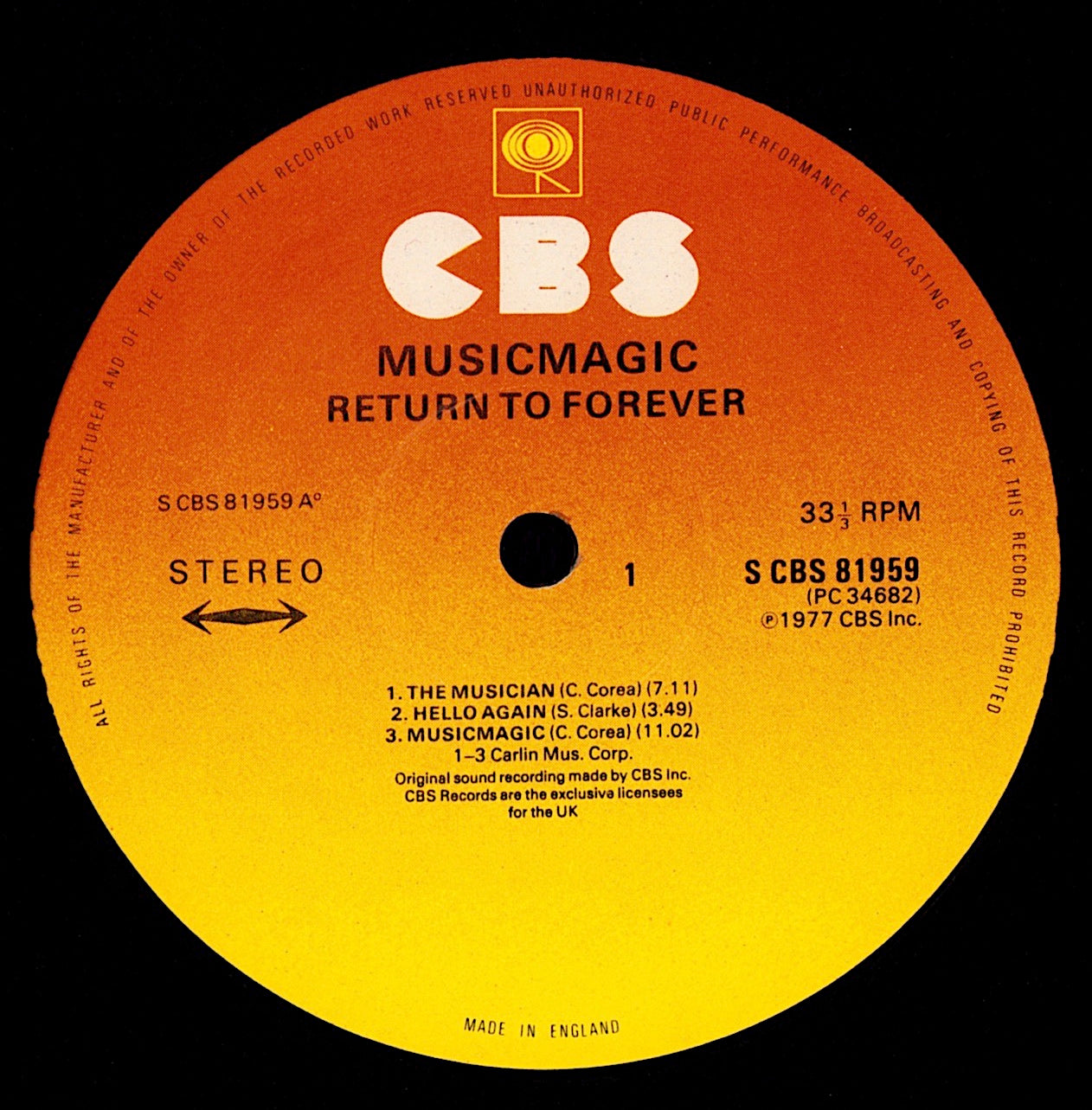 Return To Forever ‎- Musicmagic Vinyl LP Kopie