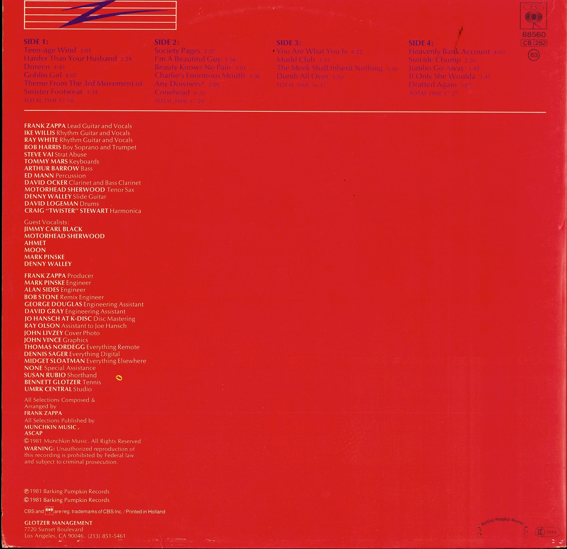 Frank Zappa ‎- You Are What You Is Vinyl 2LP Kopie