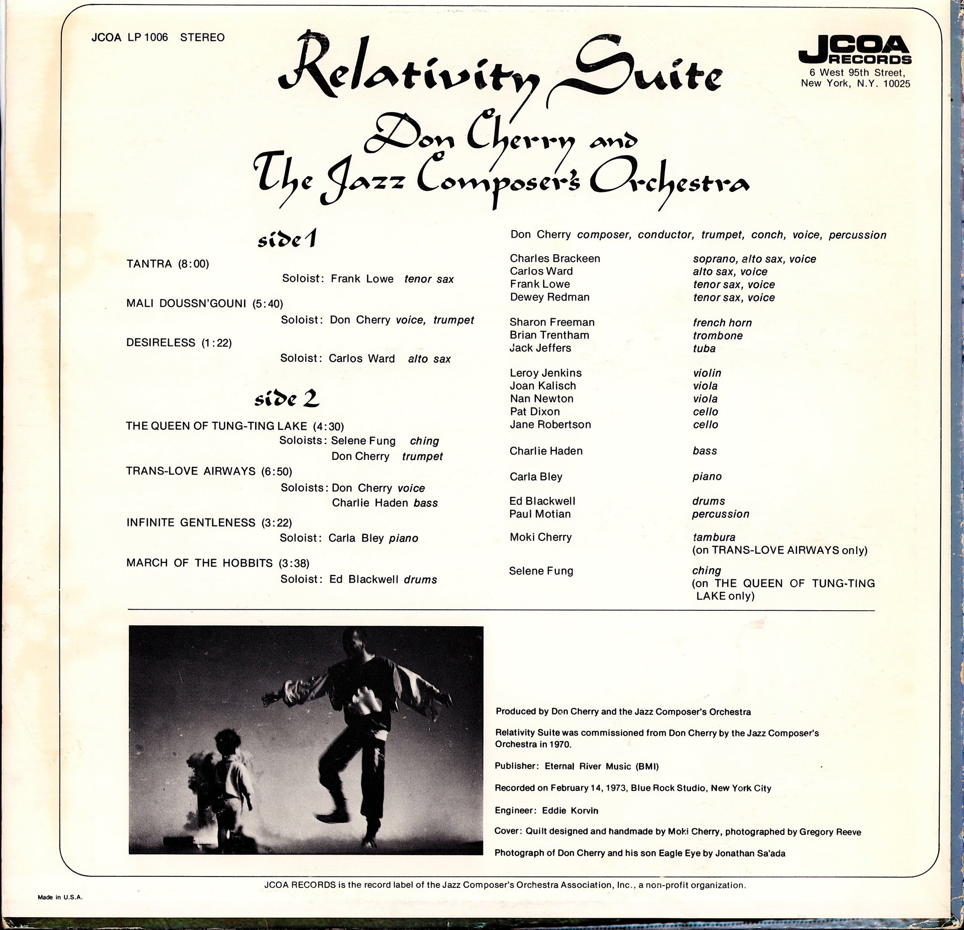 Don Cherry & The Jazz Composer's Orchestra ‎- Relativity Suite Vinyl LP