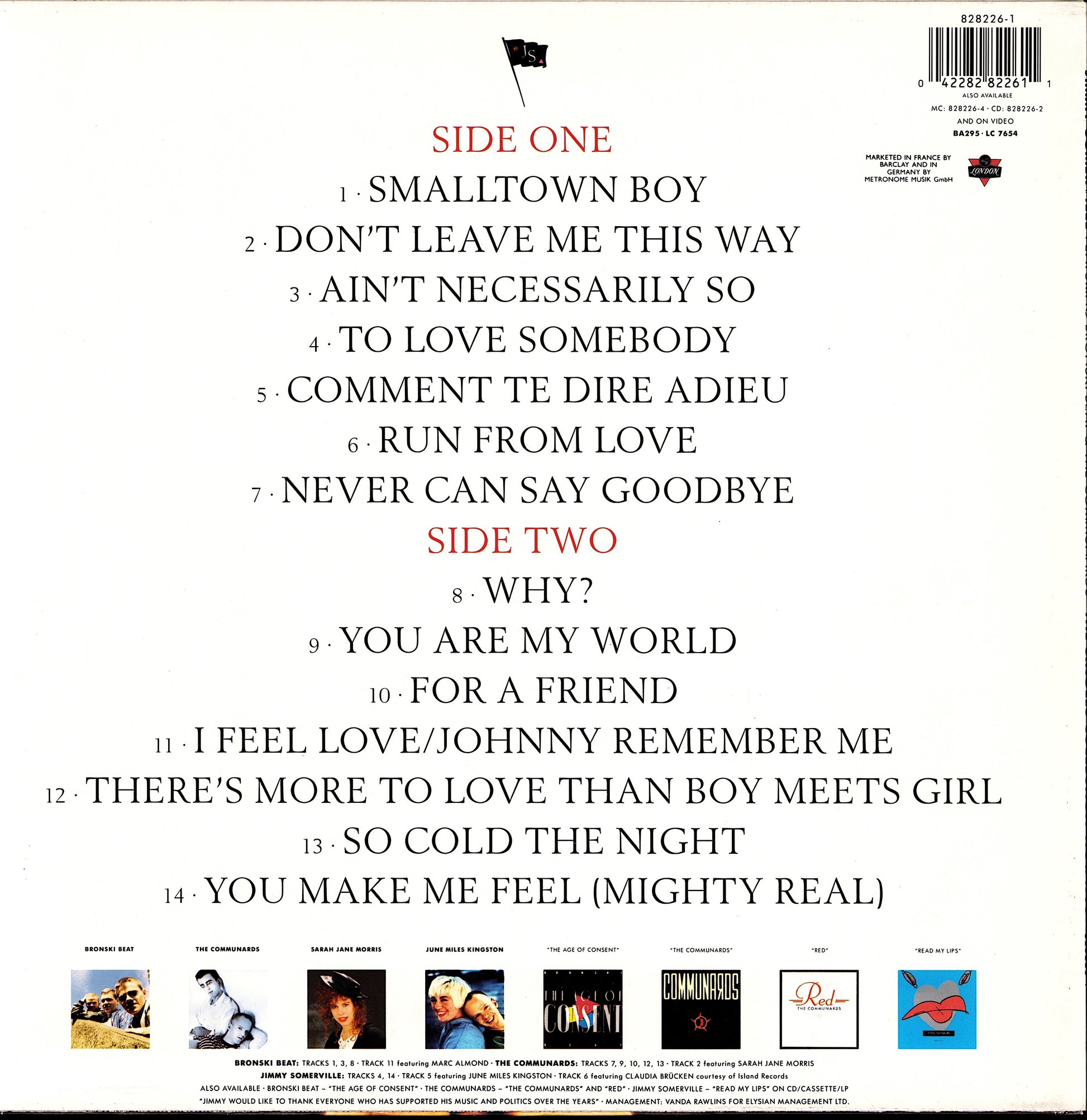 Jimmy Somerville Featuring Bronski Beat And The Communards – The Singles Collection 1984/1990 Vinyl LP