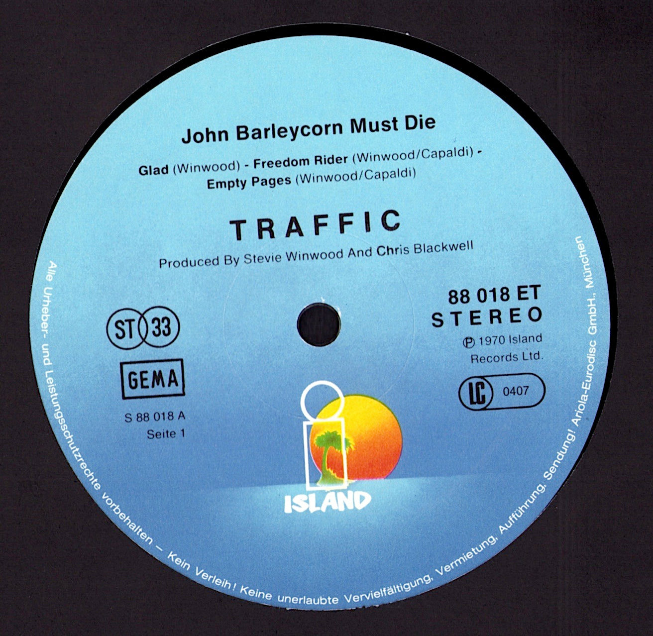 Traffic - John Barleycorn Must Die Vinyl LP