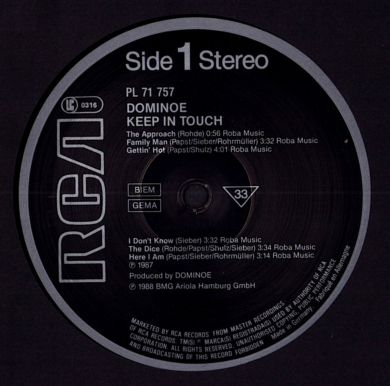 Dominoe - Keep In Touch Vinyl LP | DE Original | 1988