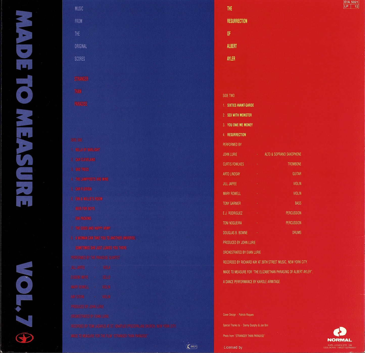 John Lurie – Stranger Than Paradise And The Resurrection Of Albert Ayler Music From The Original Scores Vinyl LP