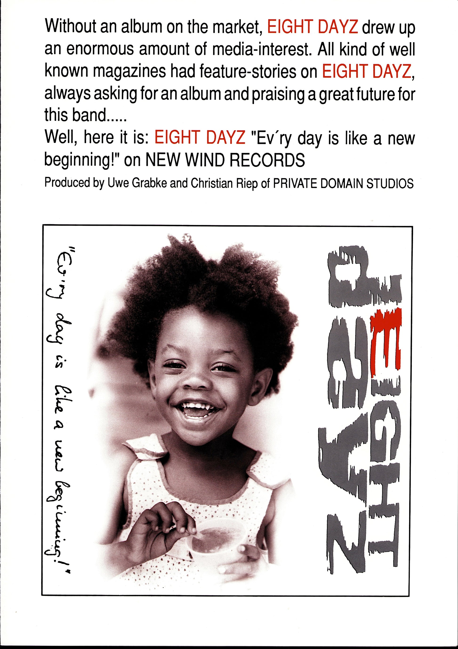 Eight Dayz – Ev’ry Day Is Like A New Beginning! White Vinyl LP