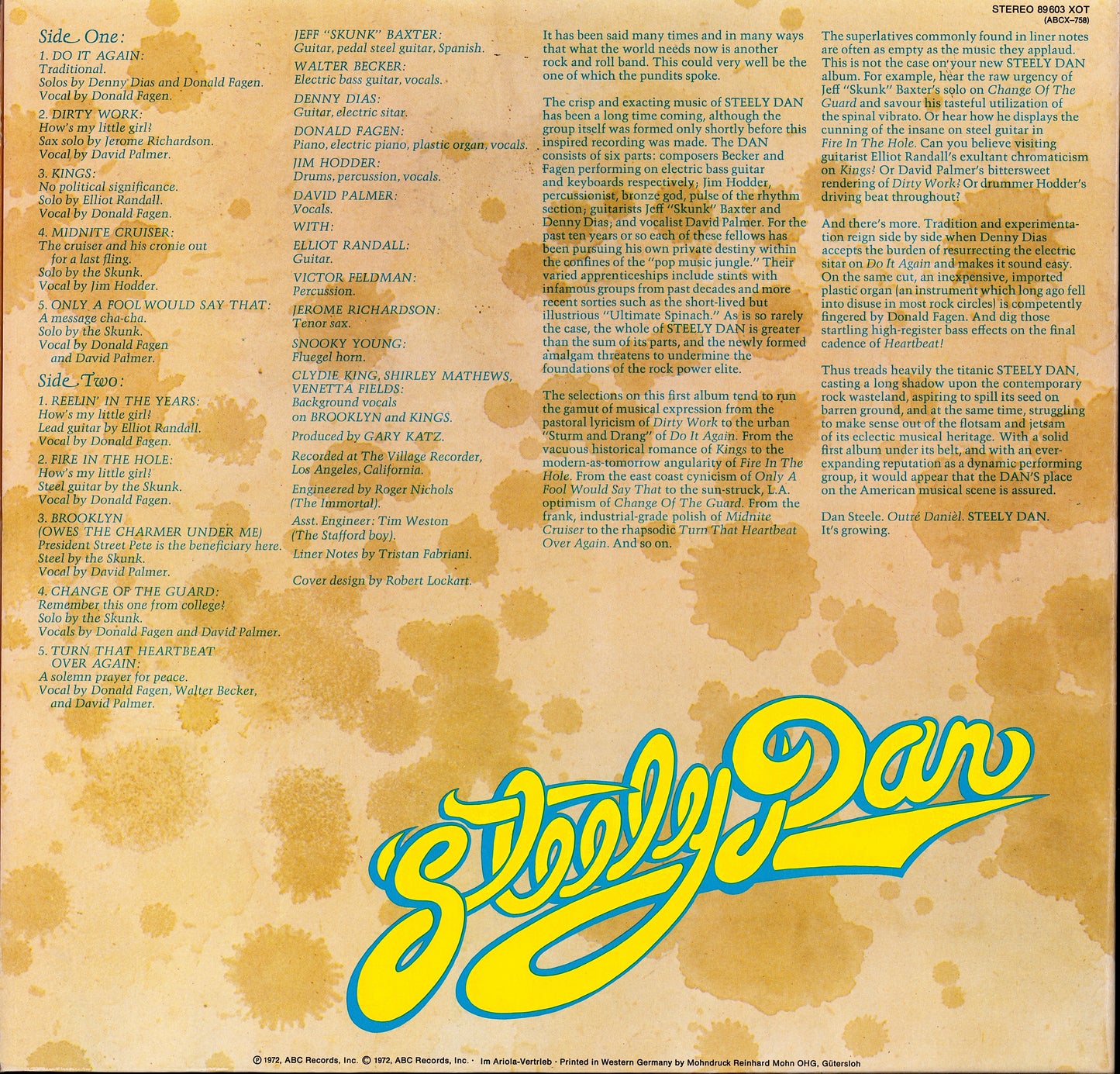 Steely Dan ‎- Can't Buy A Thrill Vinyl LP
